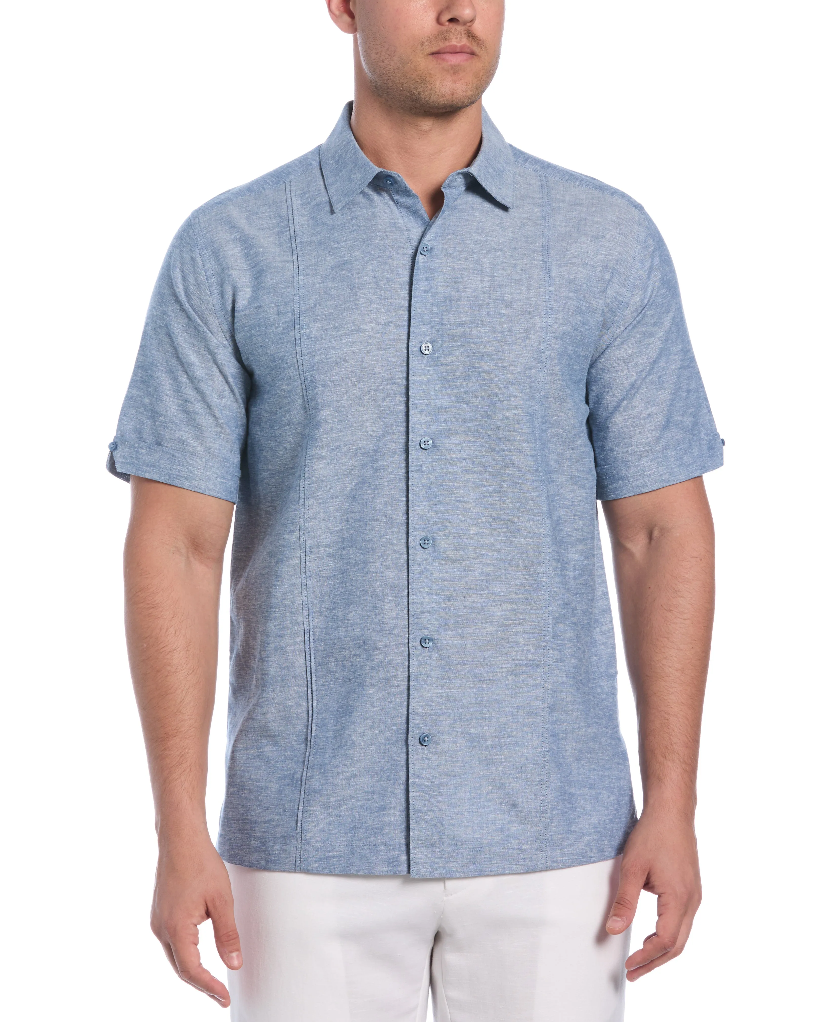 Linen Blend Tuck Panel Shirt sold by Cubavera