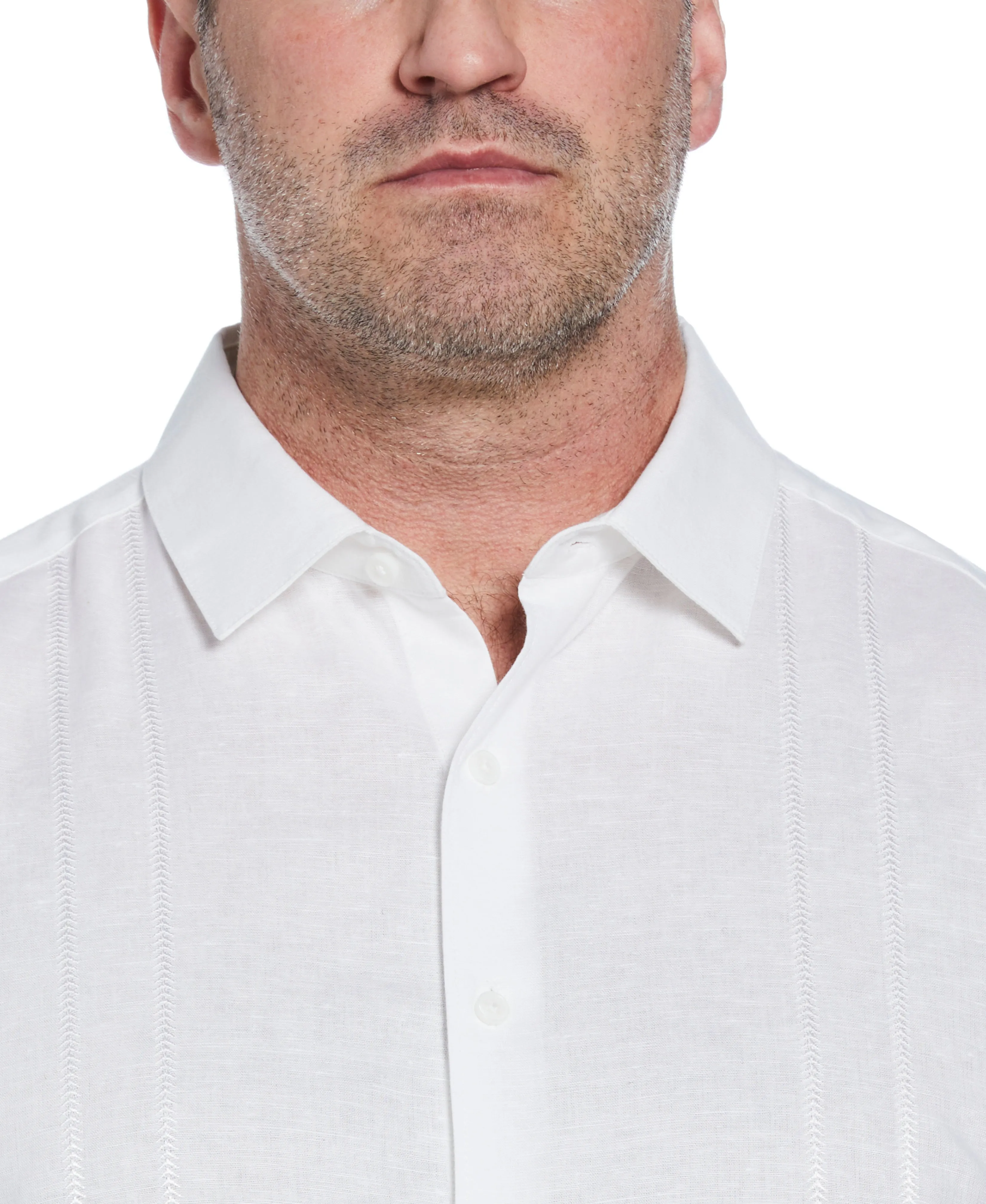 Big & Tall Linen Blend Embroidered Panel Shirt sold by Cubavera product image thumbnail 4