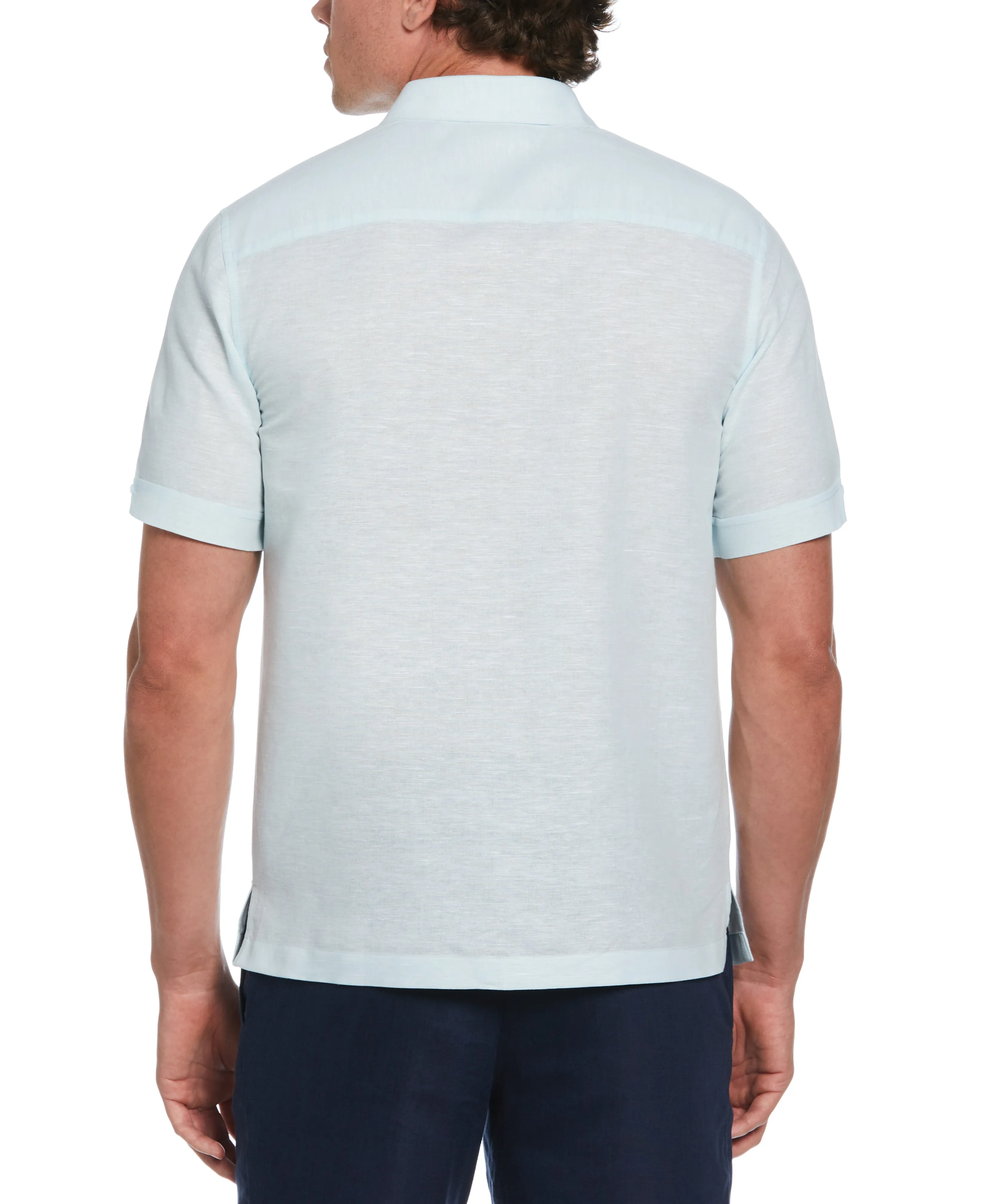 Big & Tall Linen Blend Herringbone Panel Shirt sold by Cubavera product image thumbnail 2