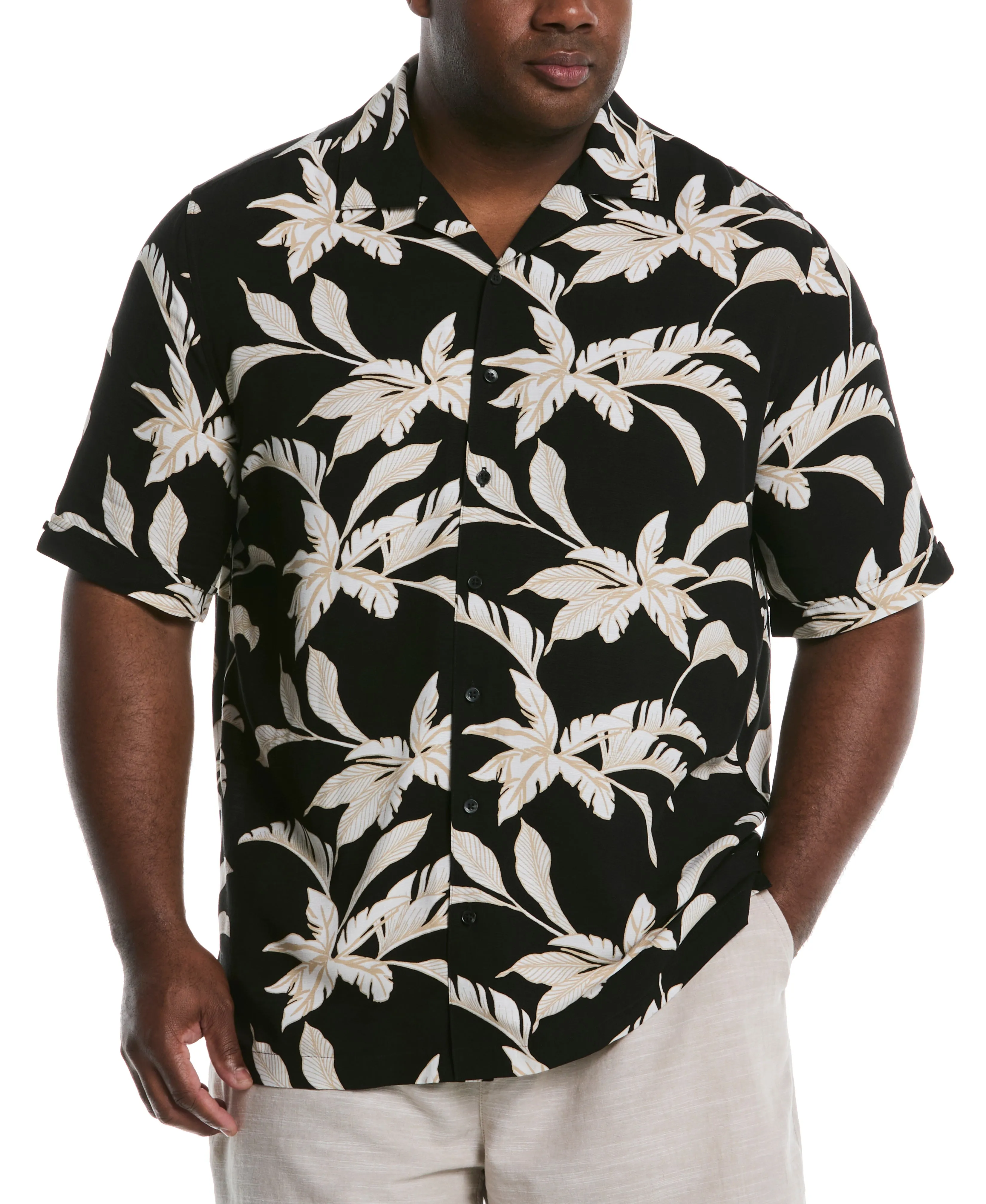 Big & Tall All-Over Tropical Print Shirt sold by Cubavera
