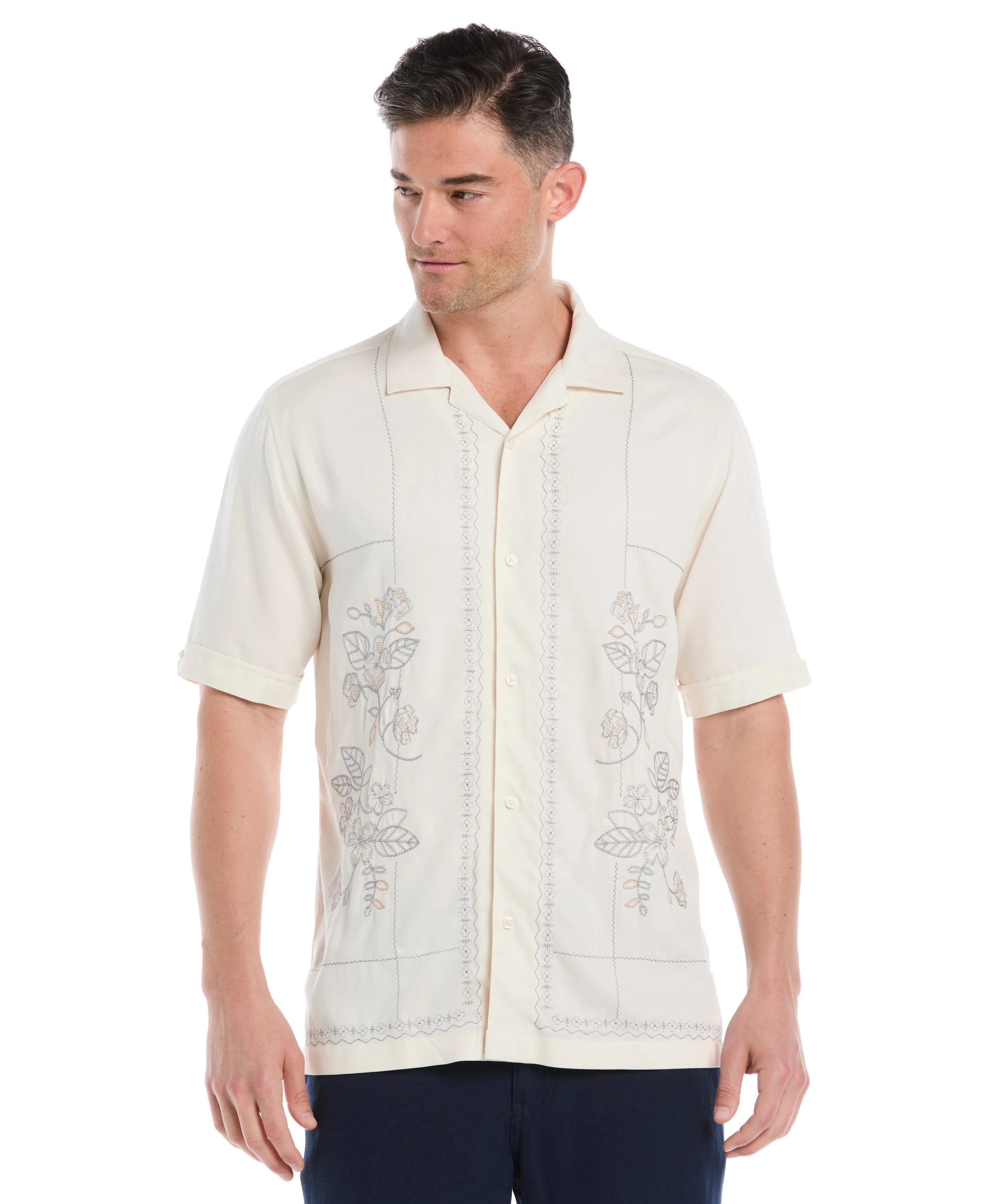 Embroidered Camp Collar Shirt sold by Cubavera