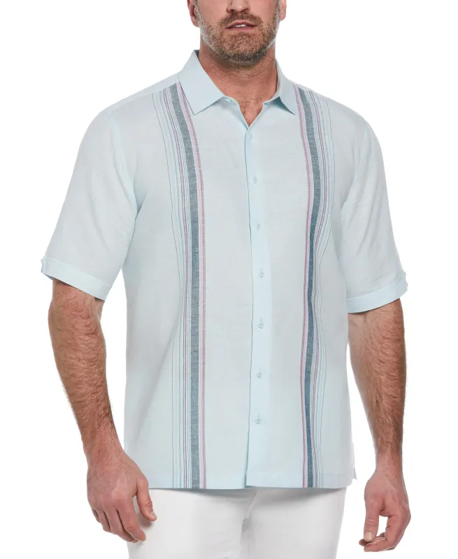 Big & Tall Linen Blend Stripe Panel Shirt sold by Cubavera