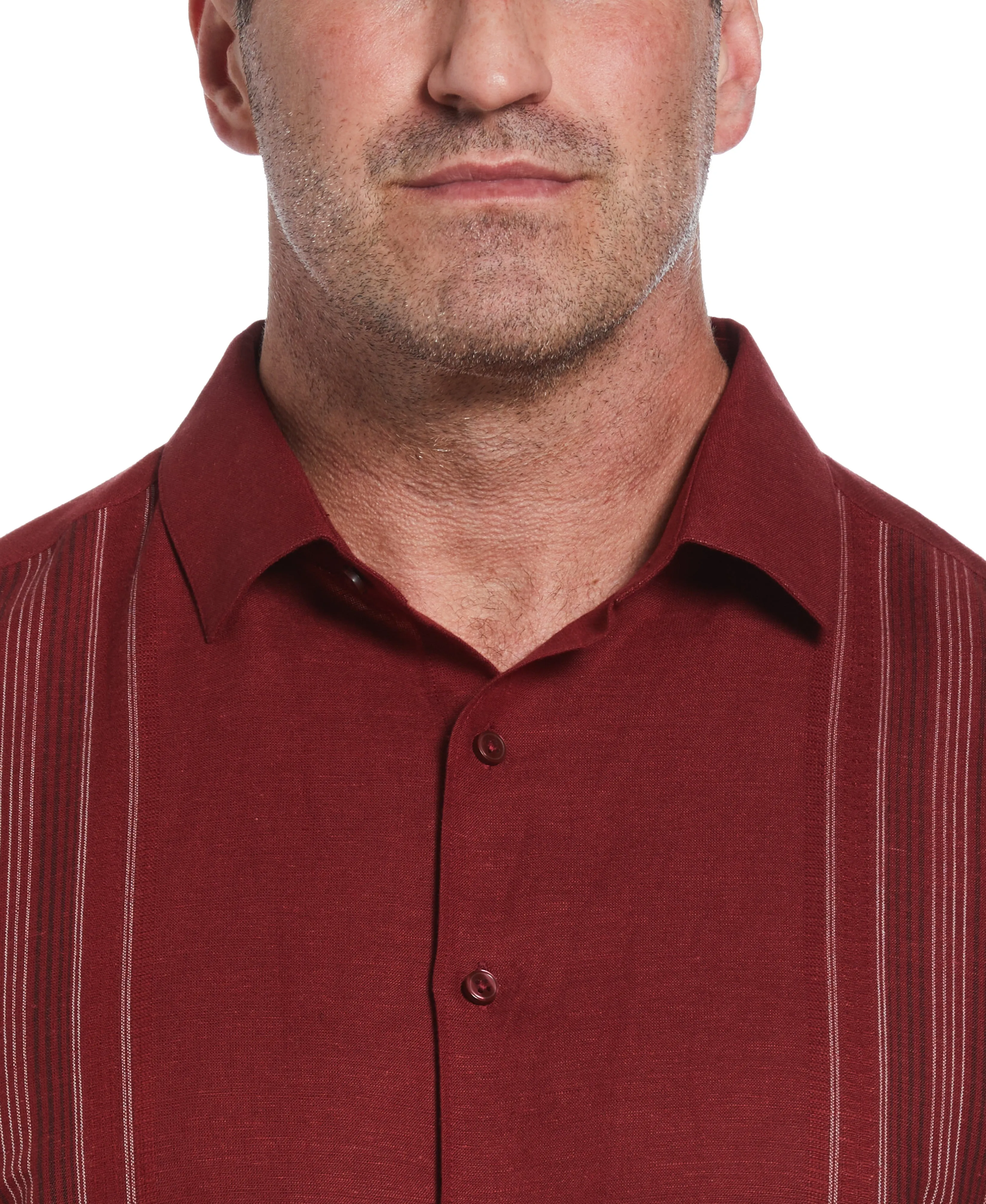 Big & Tall Linen Blend Yarn Dyed Panel Shirt sold by Cubavera product image thumbnail 4