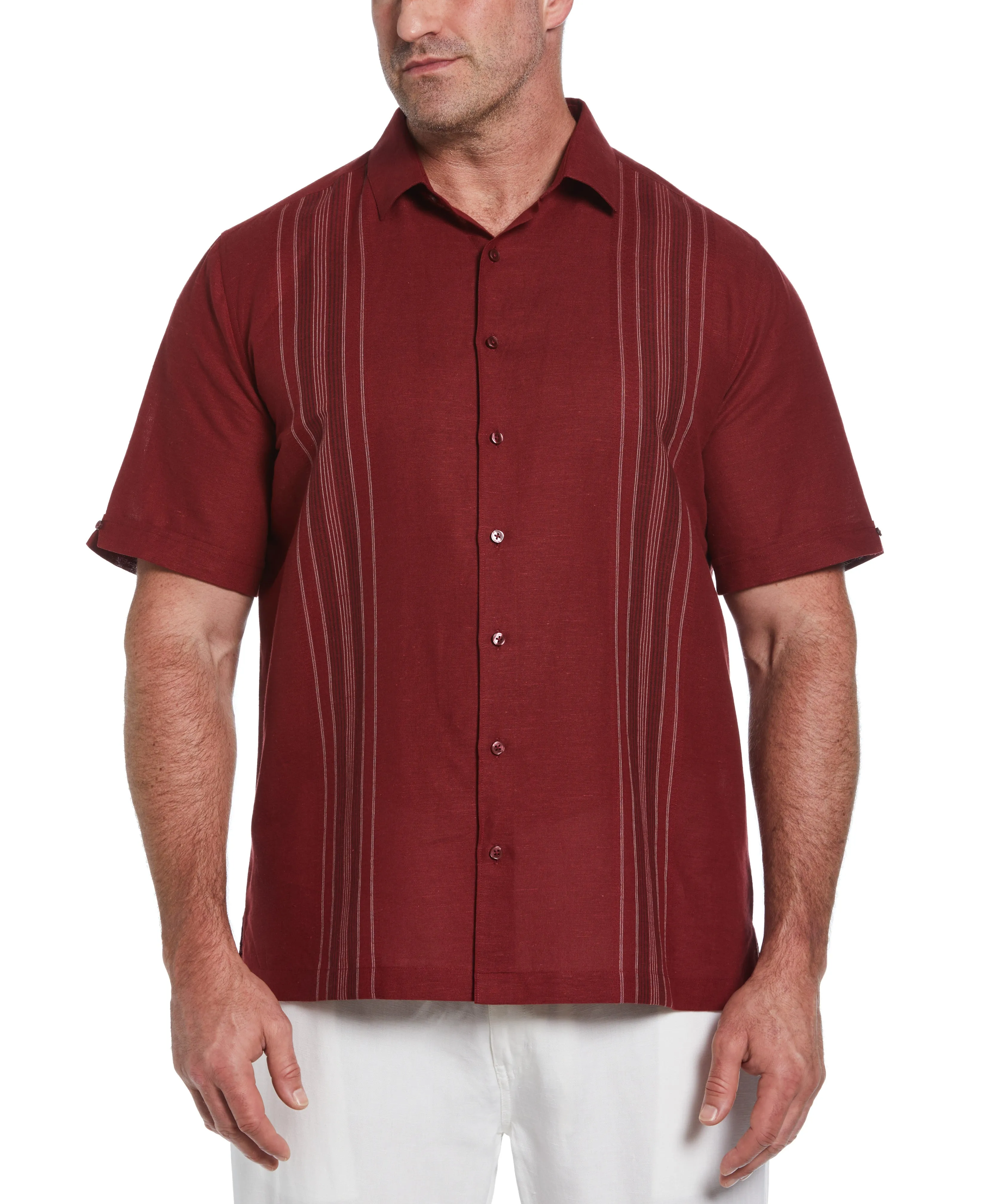 Big & Tall Linen Blend Yarn Dyed Panel Shirt sold by Cubavera