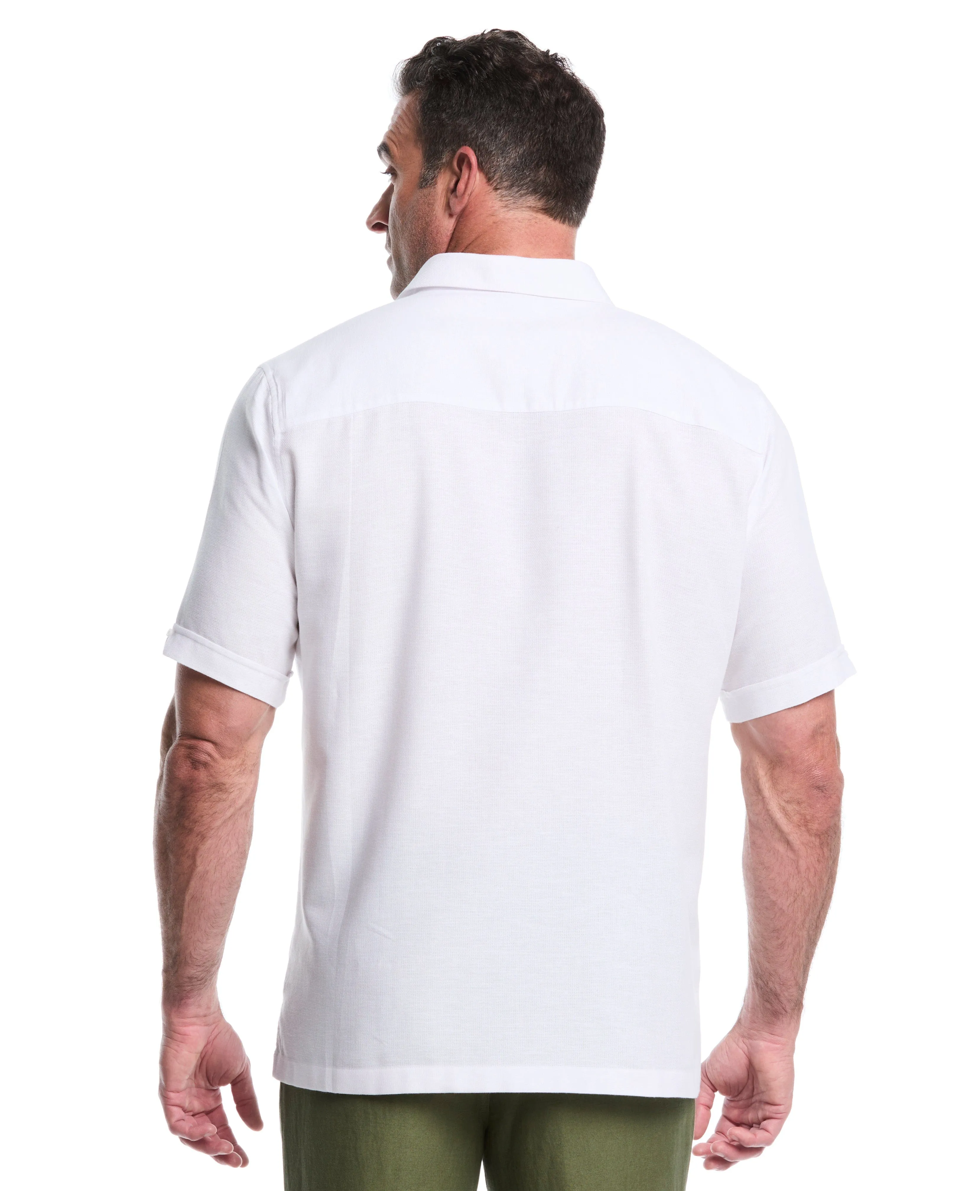 Big & Tall Cotton-Linen Blend Panel Shirt sold by Cubavera product image thumbnail 2