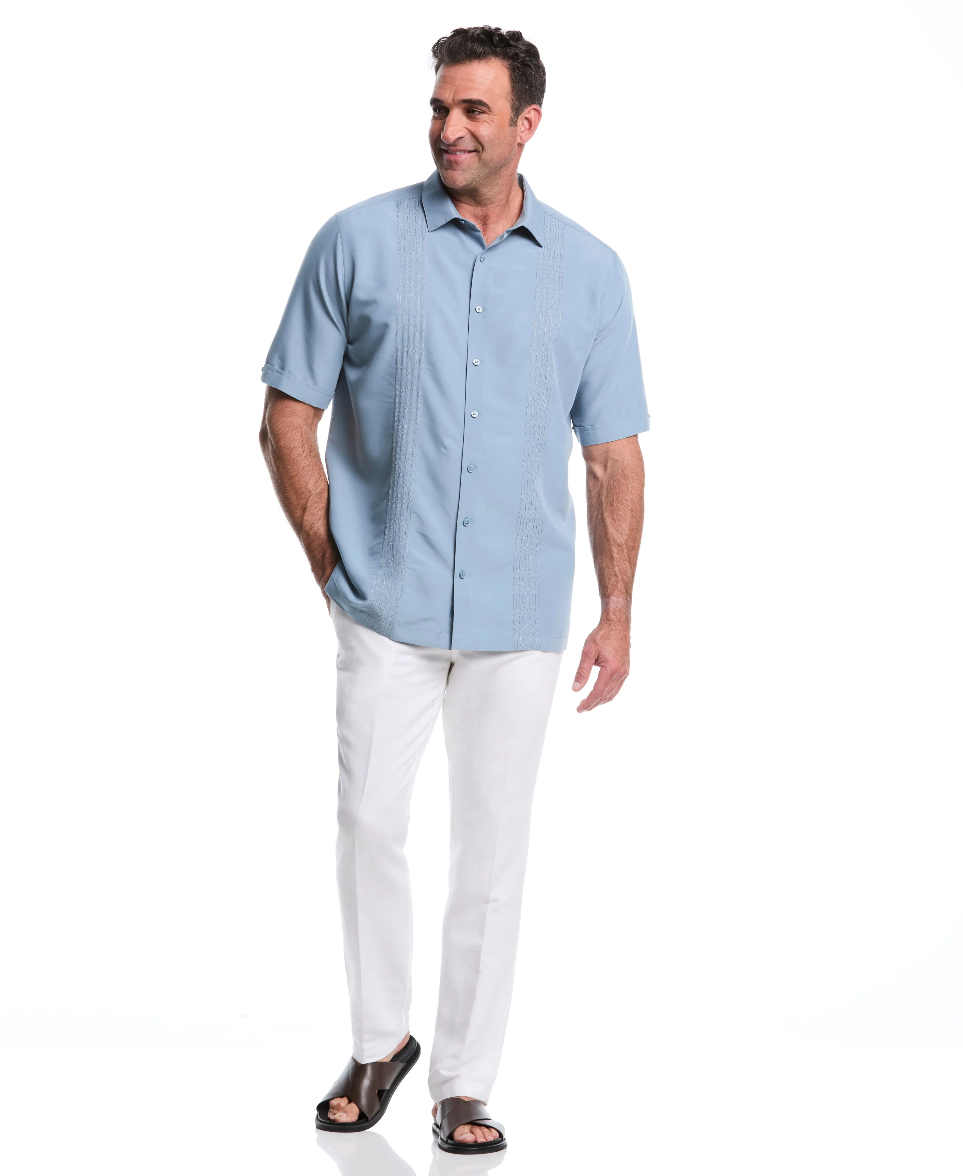 Big & Tall Two-Tone Geo Embroidered Shirt sold by Cubavera product image thumbnail 4