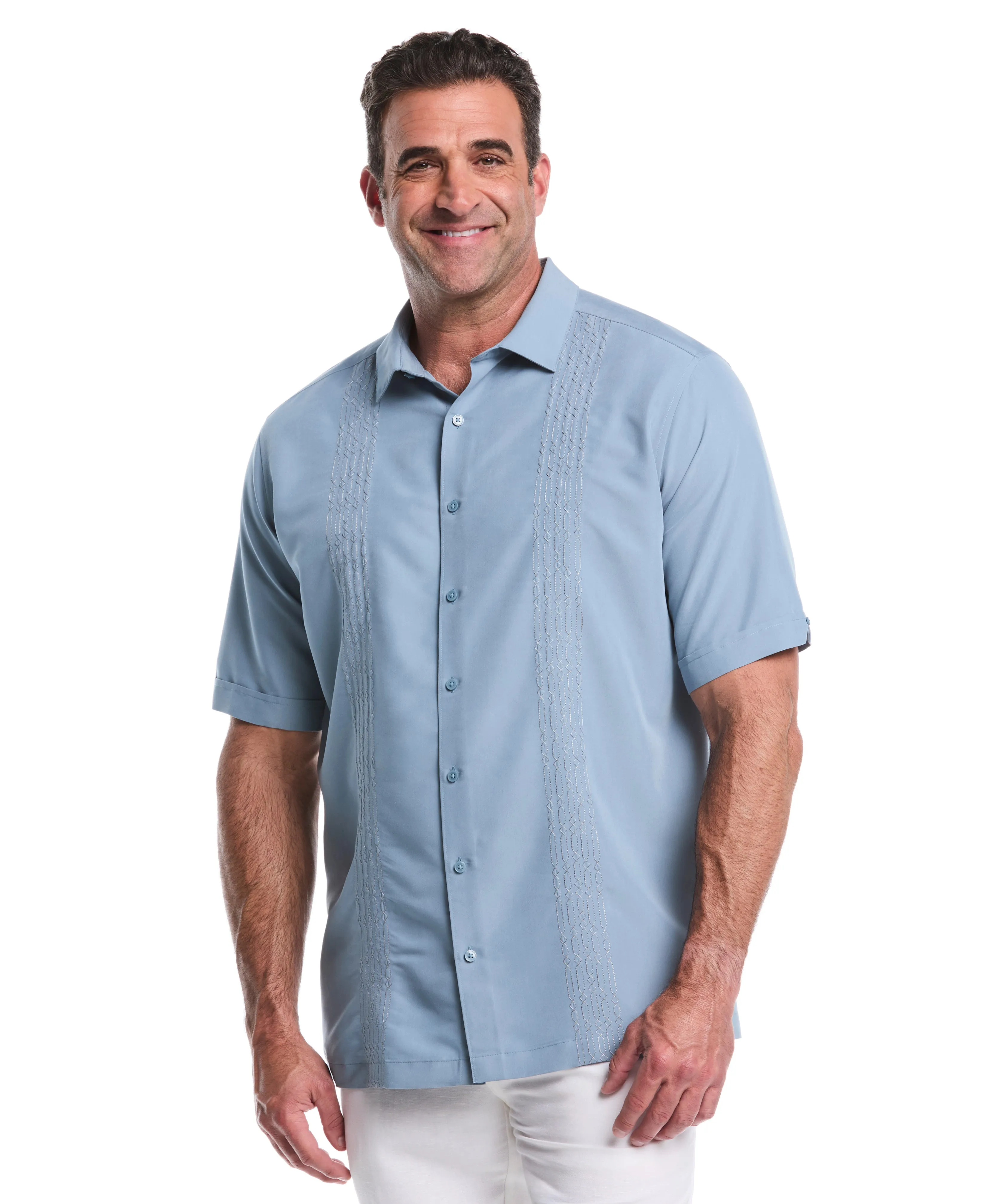 Big & Tall Two-Tone Geo Embroidered Shirt sold by Cubavera