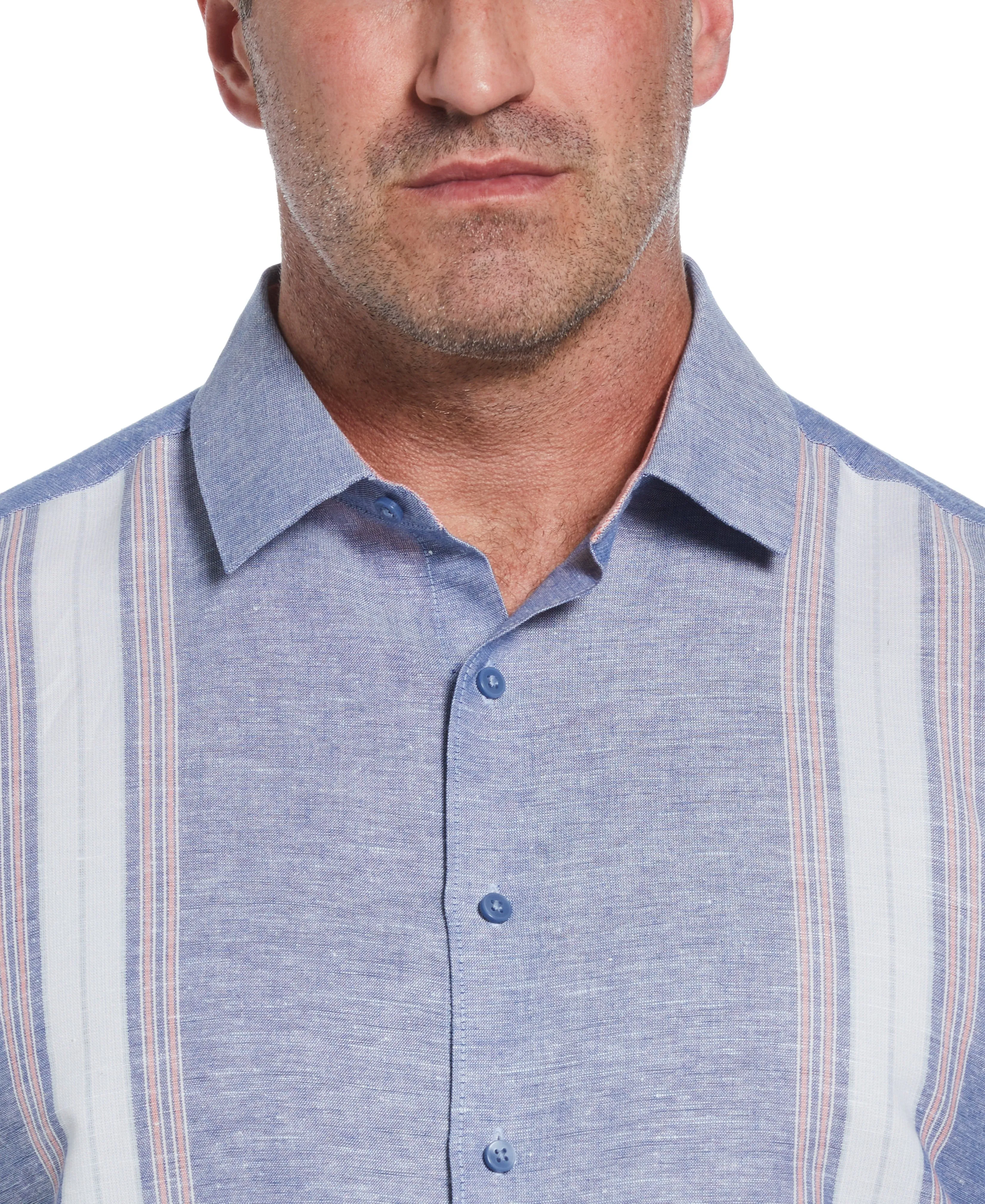 Big & Tall Linen Blend Textured Panel Shirt sold by Cubavera product image thumbnail 4