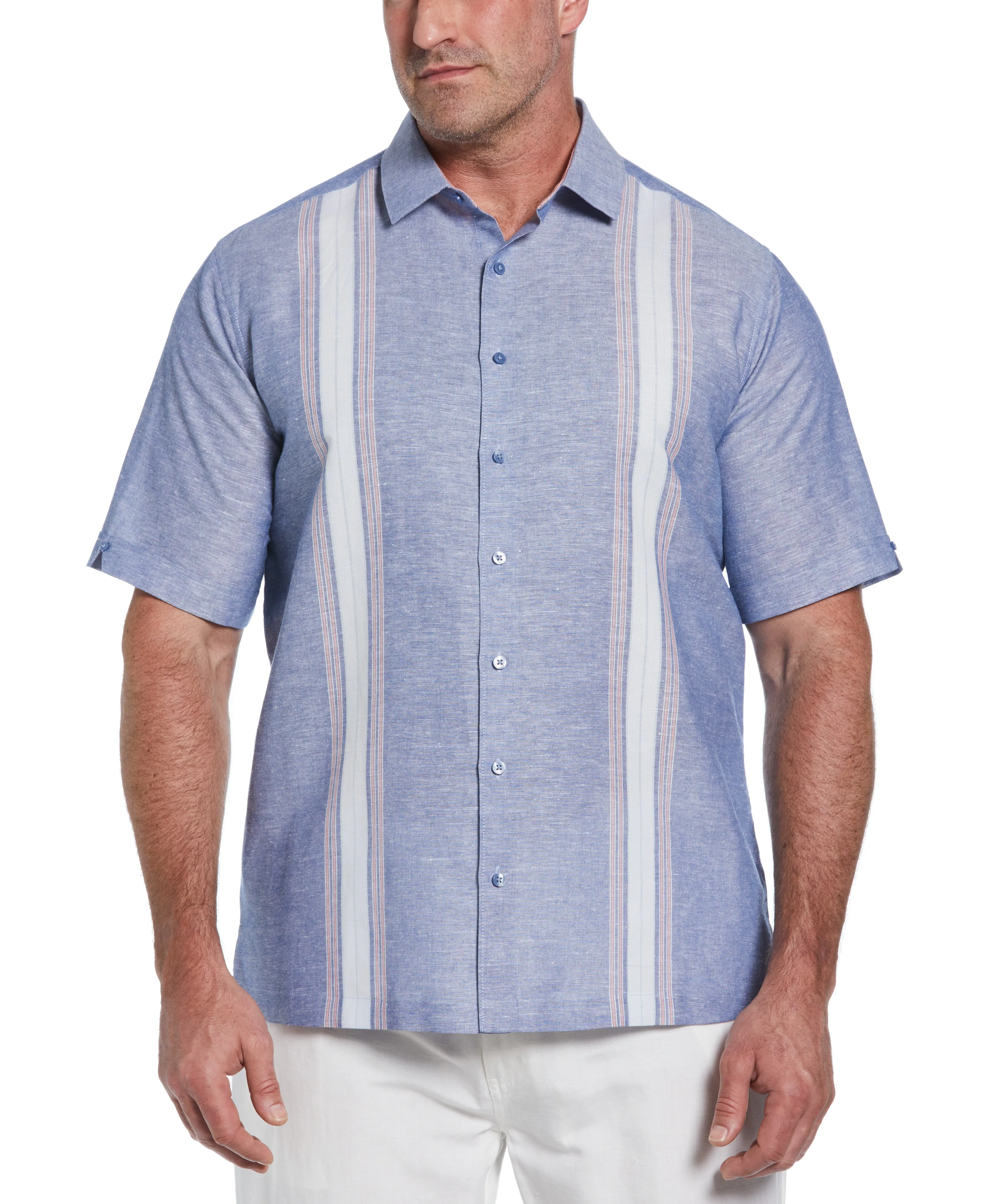 Big & Tall Linen Blend Textured Panel Shirt sold by Cubavera