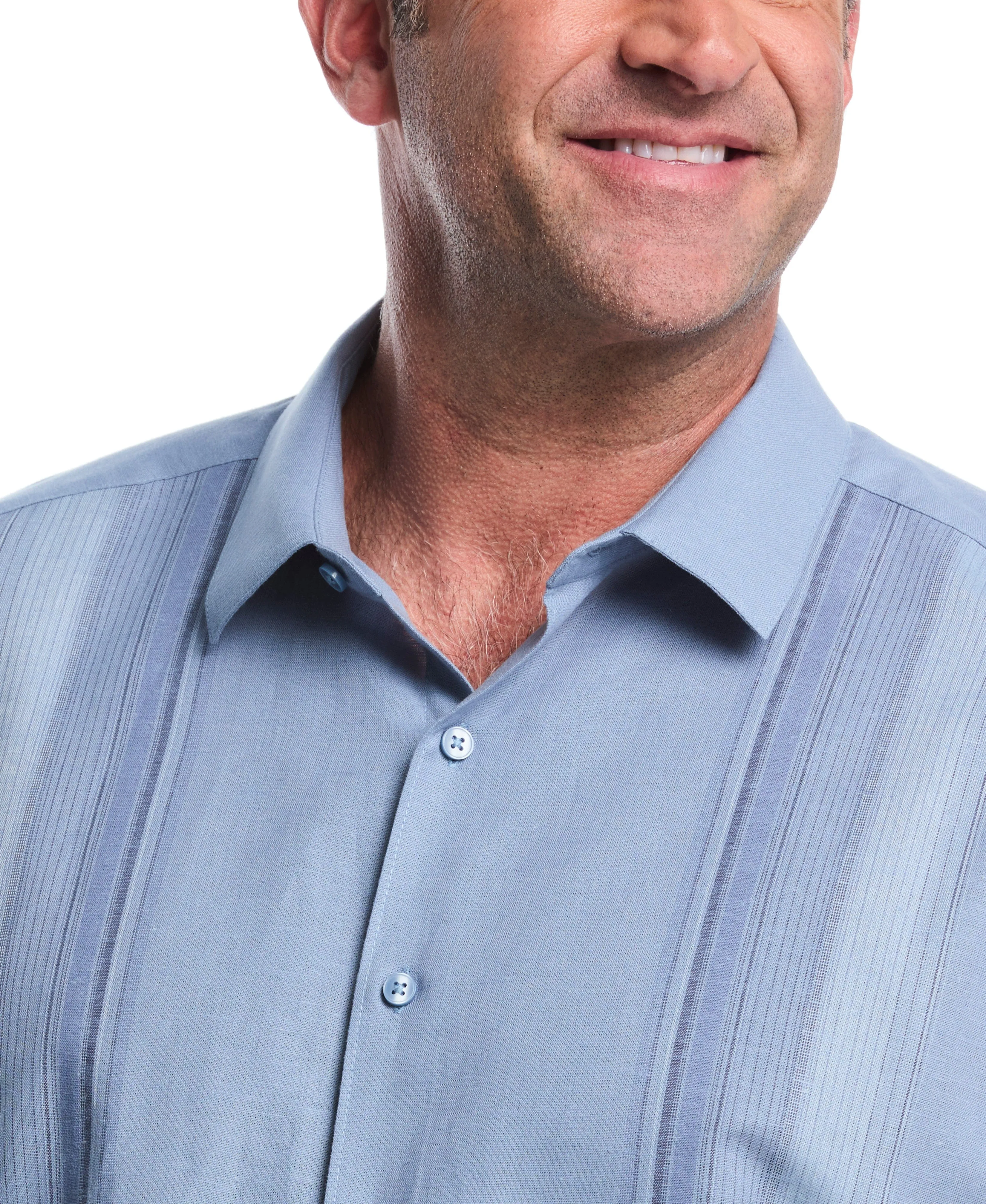 Big & Tall Linen Blend Yarn Dye Panel Shirt sold by Cubavera product image thumbnail 5