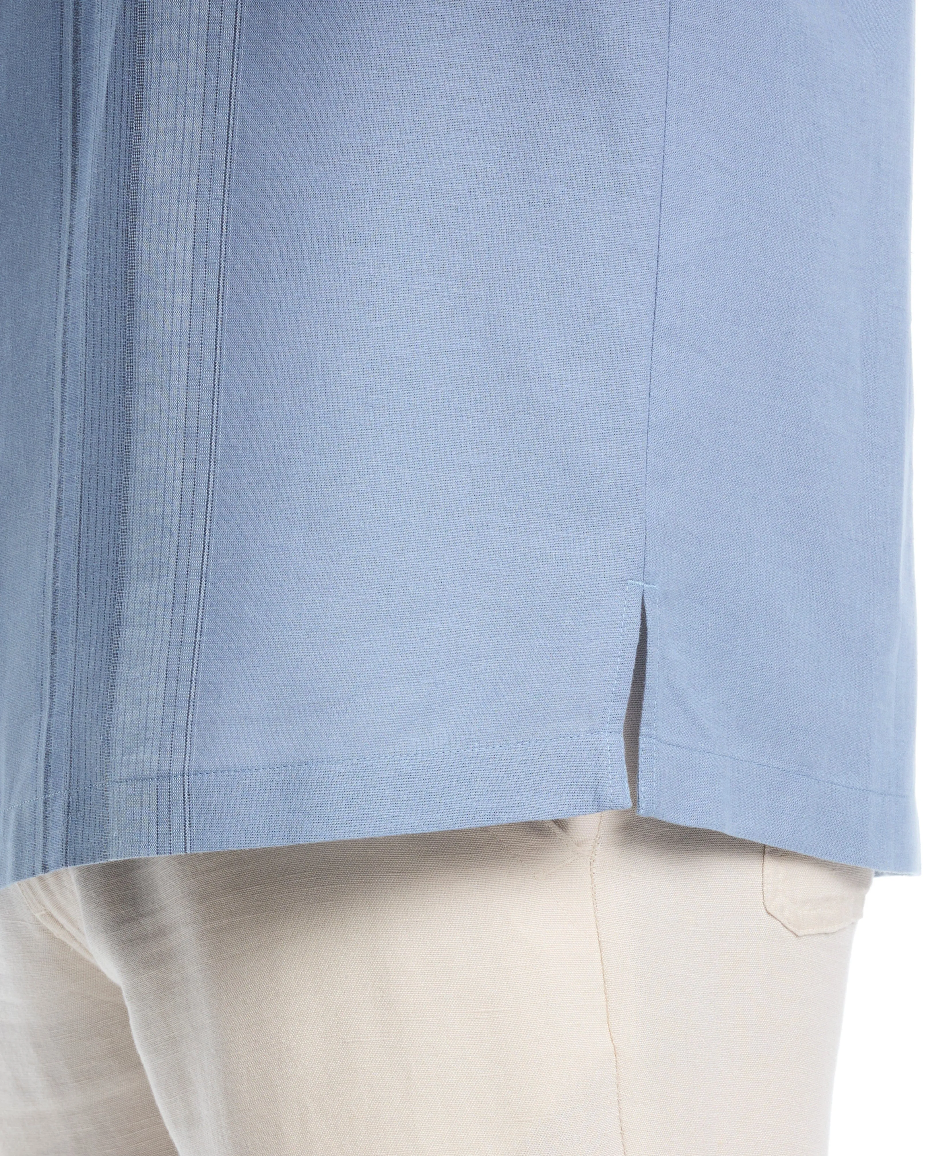 Big & Tall Linen Blend Yarn Dye Panel Shirt sold by Cubavera product image thumbnail 3