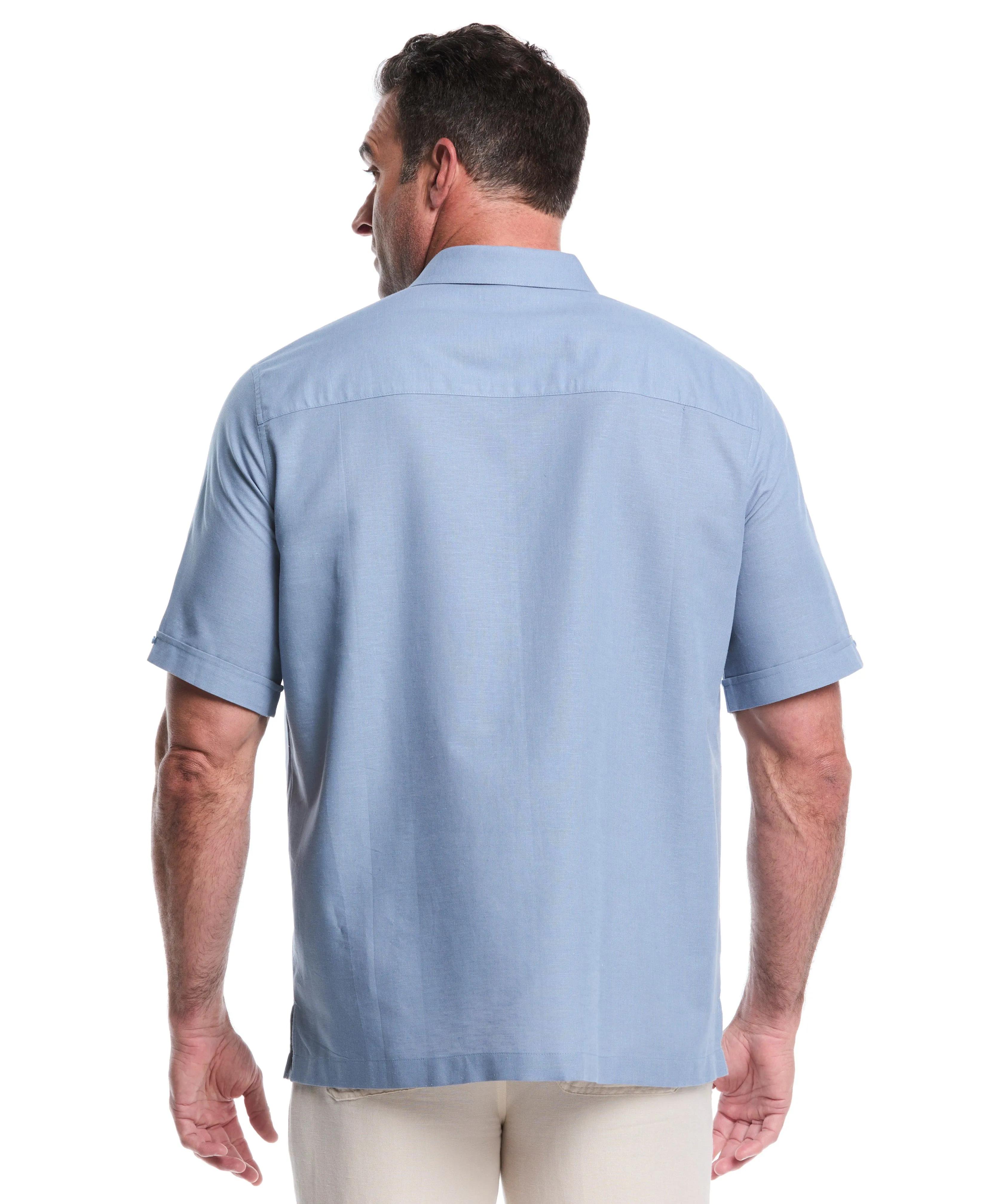 Big & Tall Linen Blend Yarn Dye Panel Shirt sold by Cubavera product image thumbnail 2