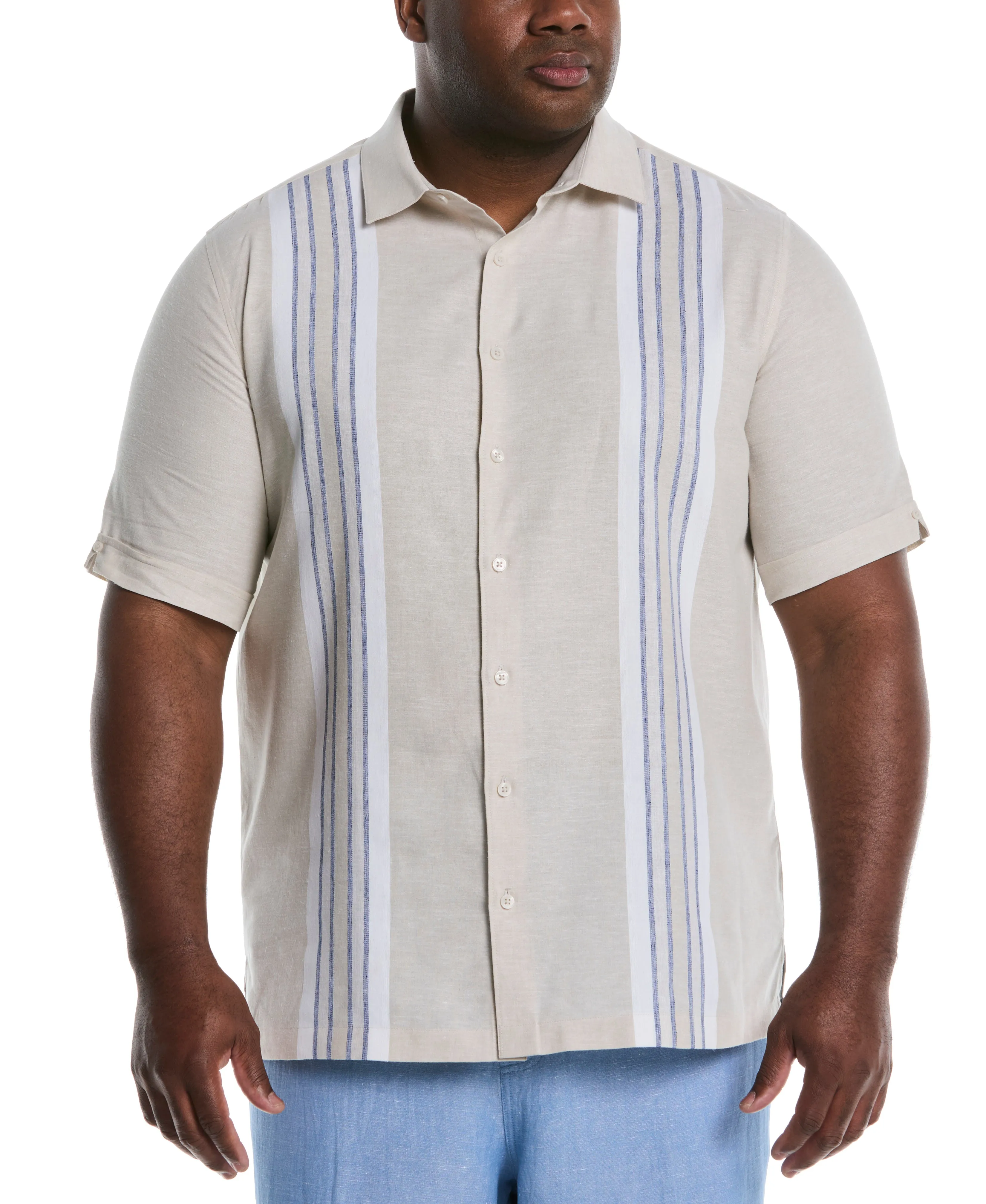 Big & Tall Linen Blend Panel Shirt sold by Cubavera