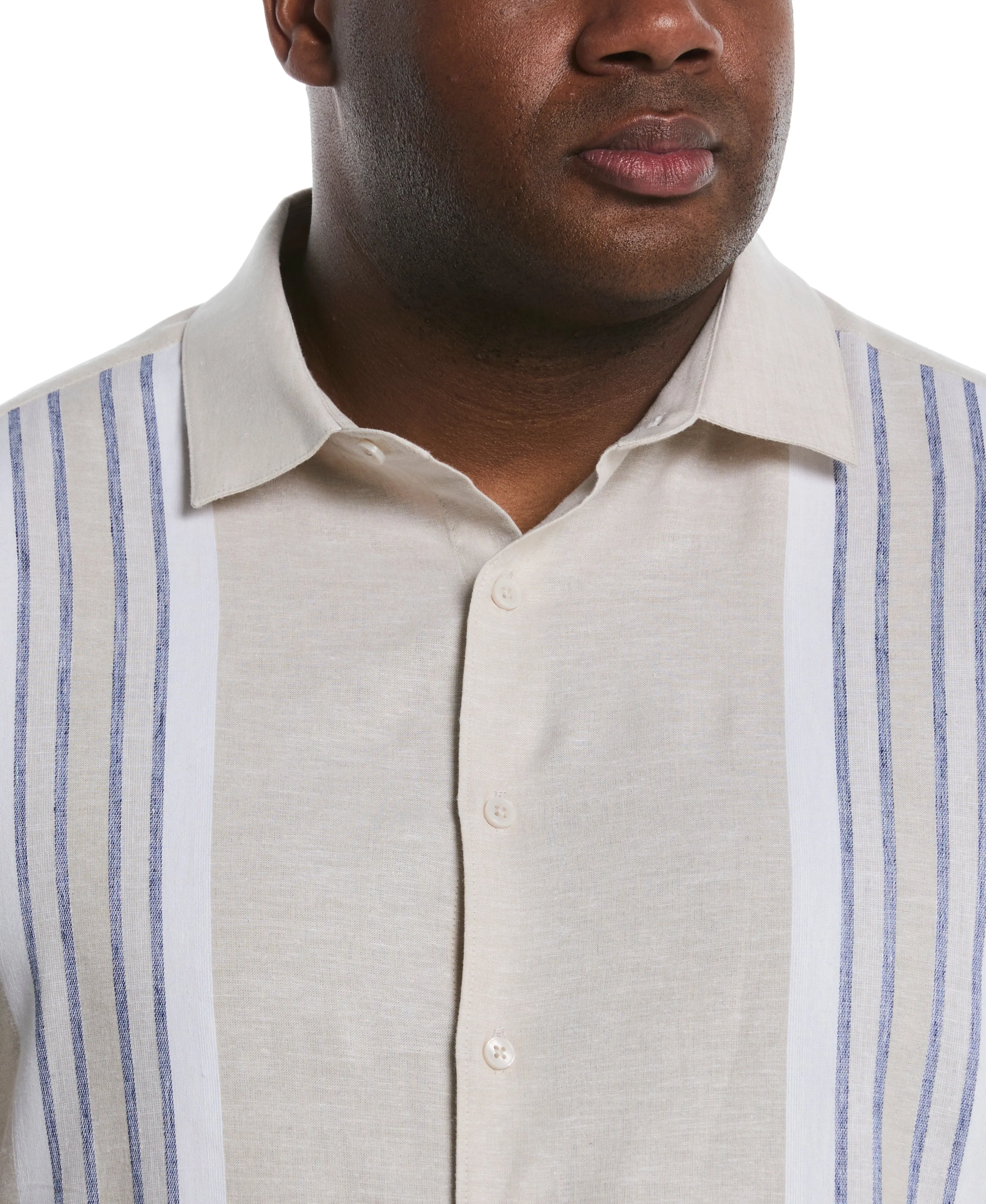 Big & Tall Linen Blend Panel Shirt sold by Cubavera product image thumbnail 4