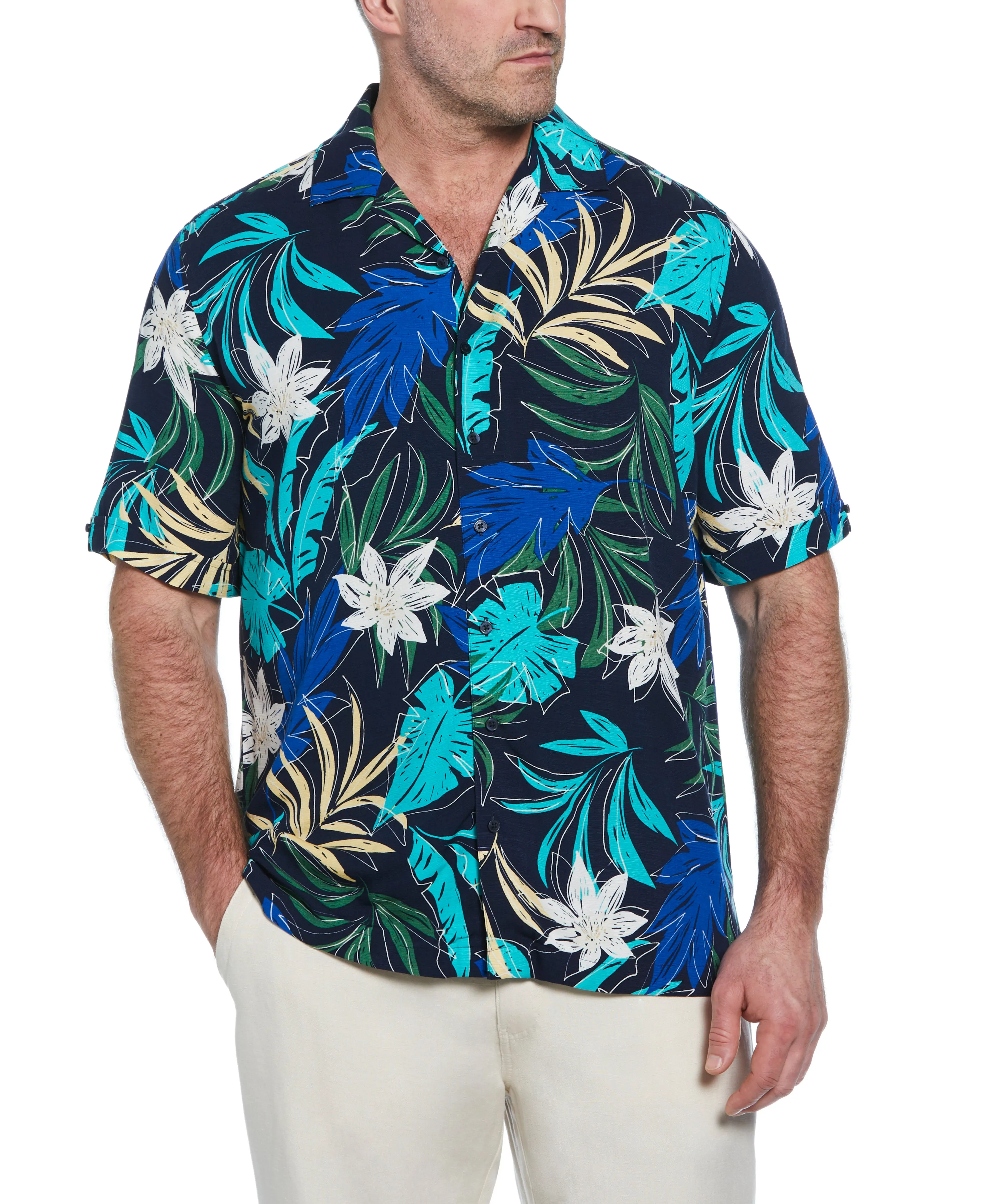 Big & Tall All-Over Tropical Print Shirt sold by Cubavera