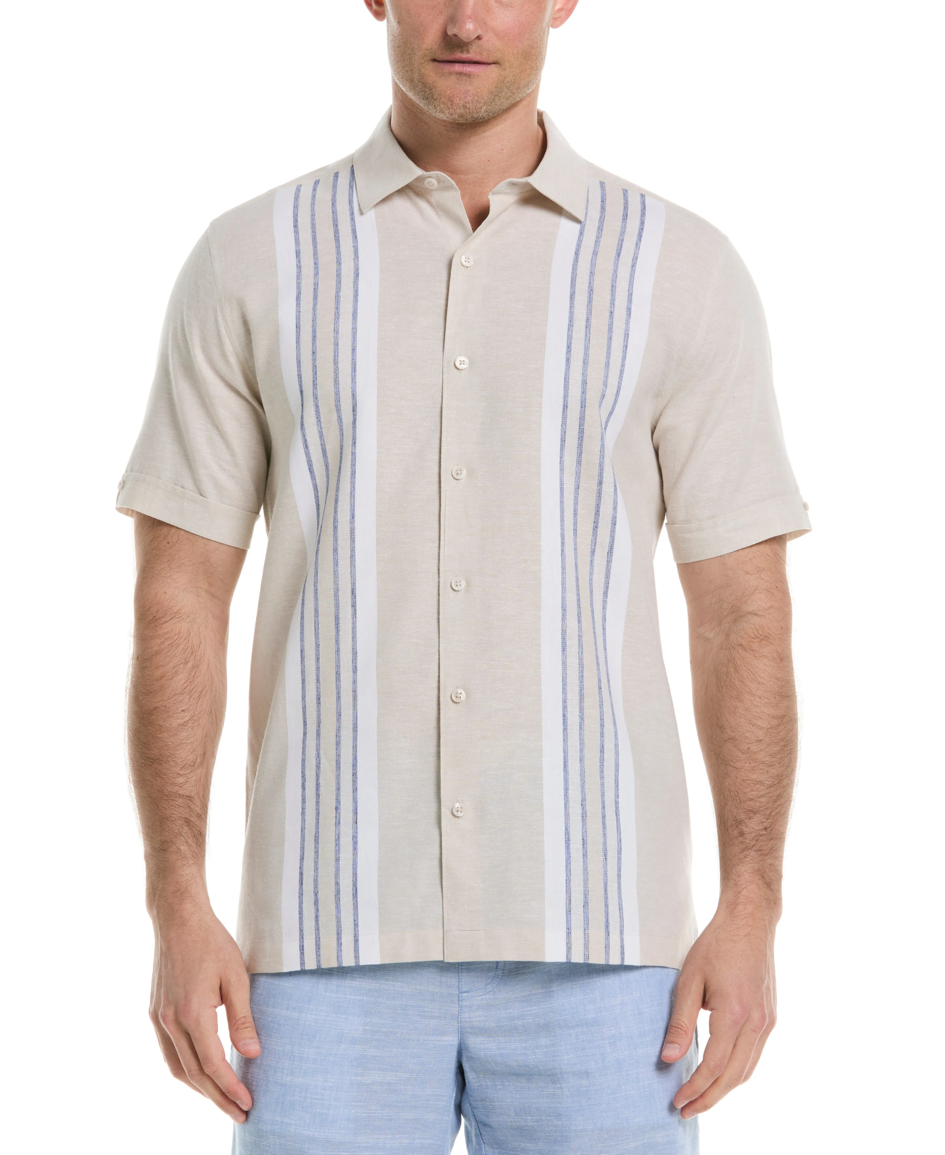 Engineered Stripe Panel Shirt sold by Cubavera