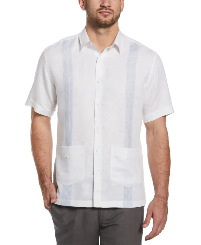 Big & Tall Striped Panel Double Lower Pocket Guayabera Shirt sold by Cubavera