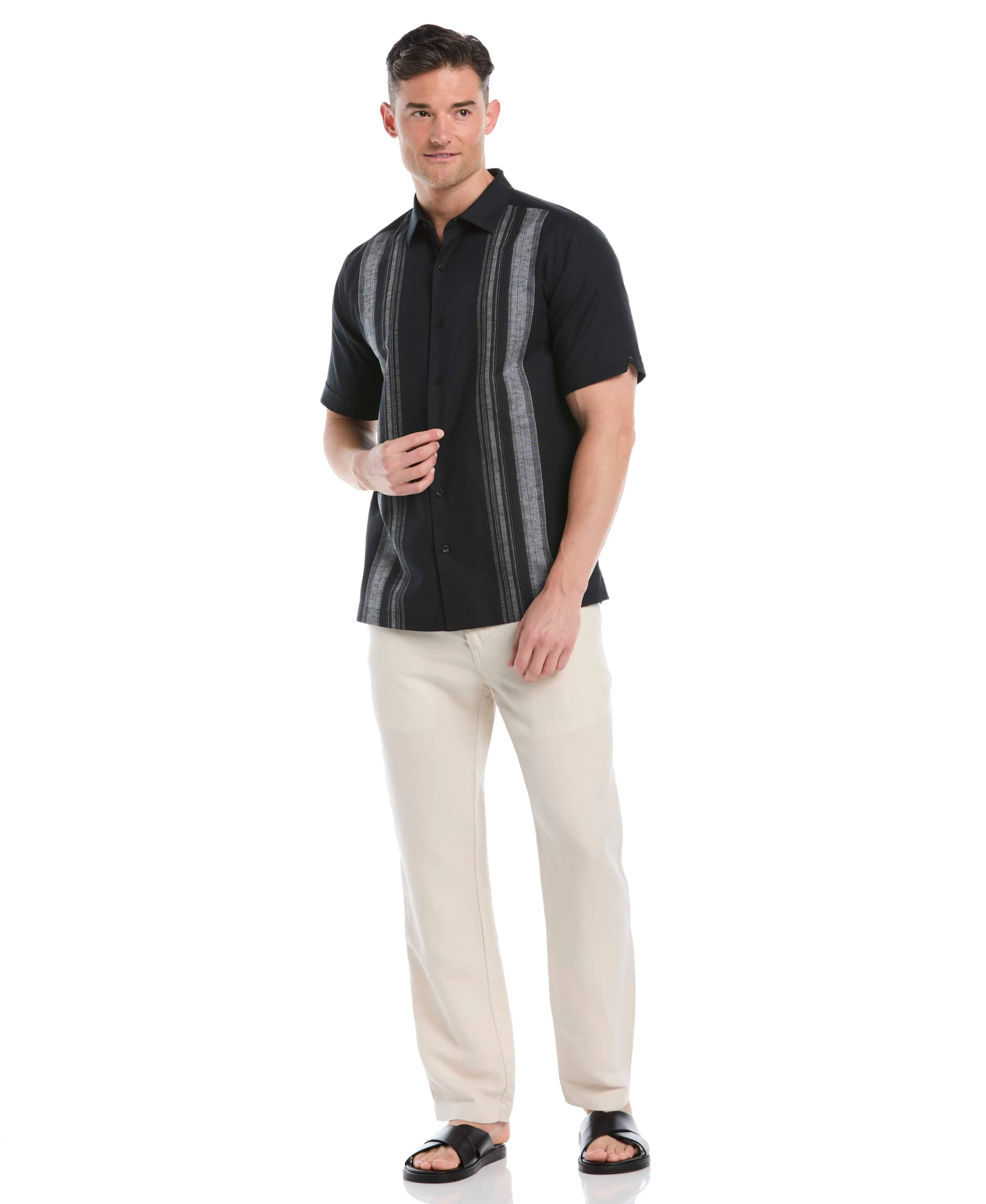 Linen Blend Yarn Dye Panel Shirt sold by Cubavera product image thumbnail 4