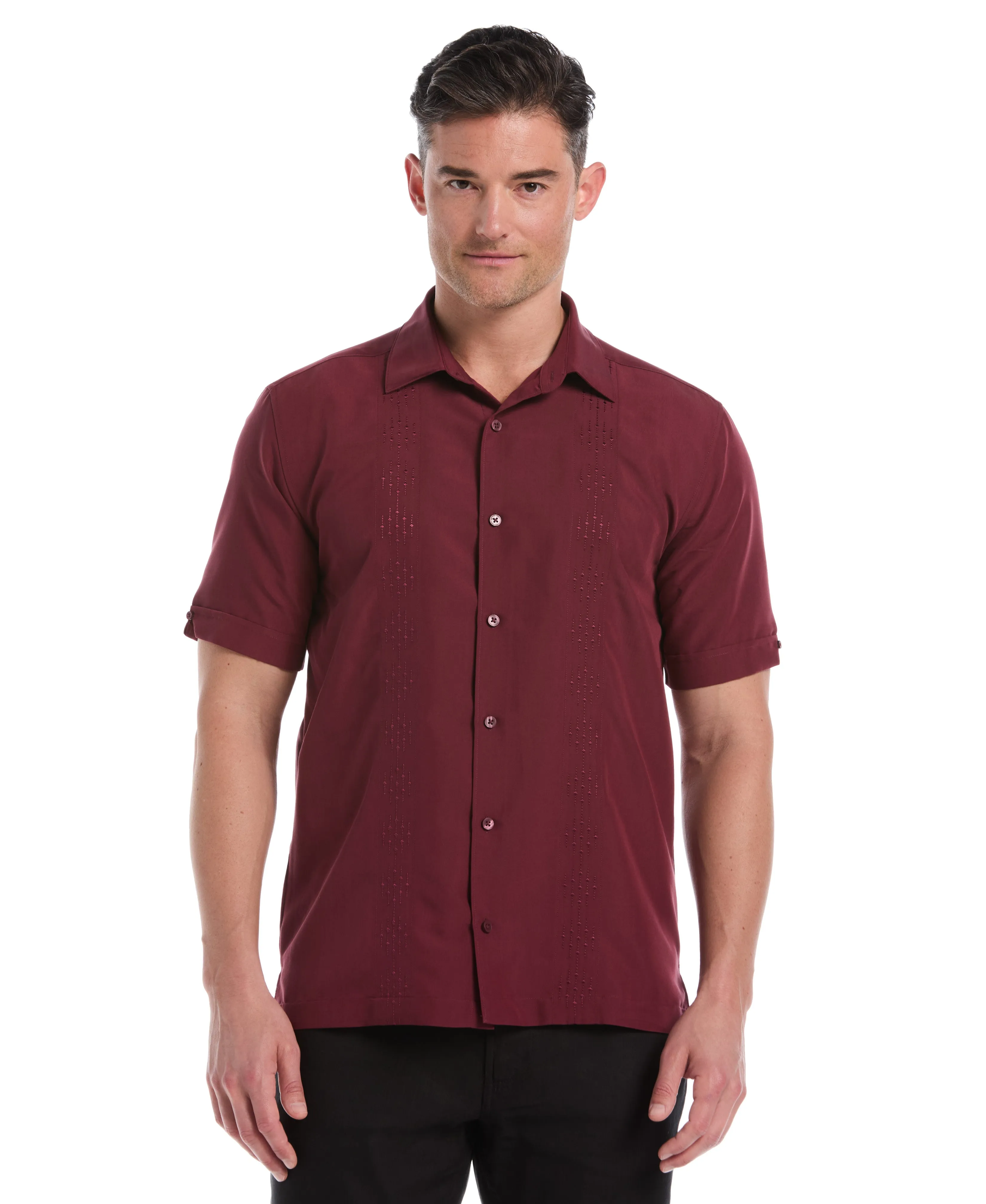 Tonal Argyle Embroidery Shirt sold by Cubavera