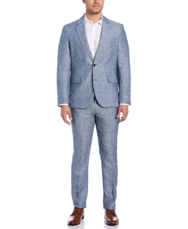 Delave Ensign Blue Linen Suit sold by Cubavera
