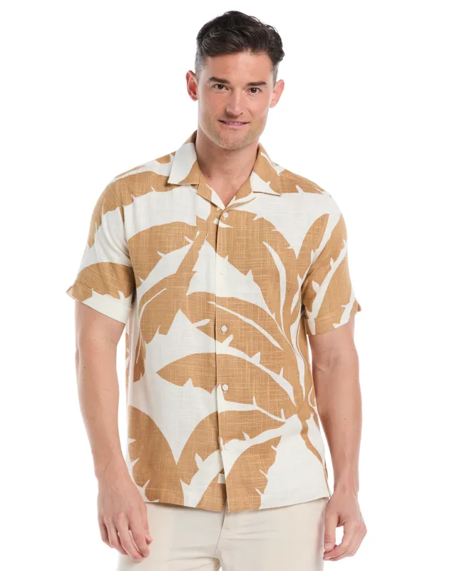Linen Blend Palm Print Shirt sold by Cubavera
