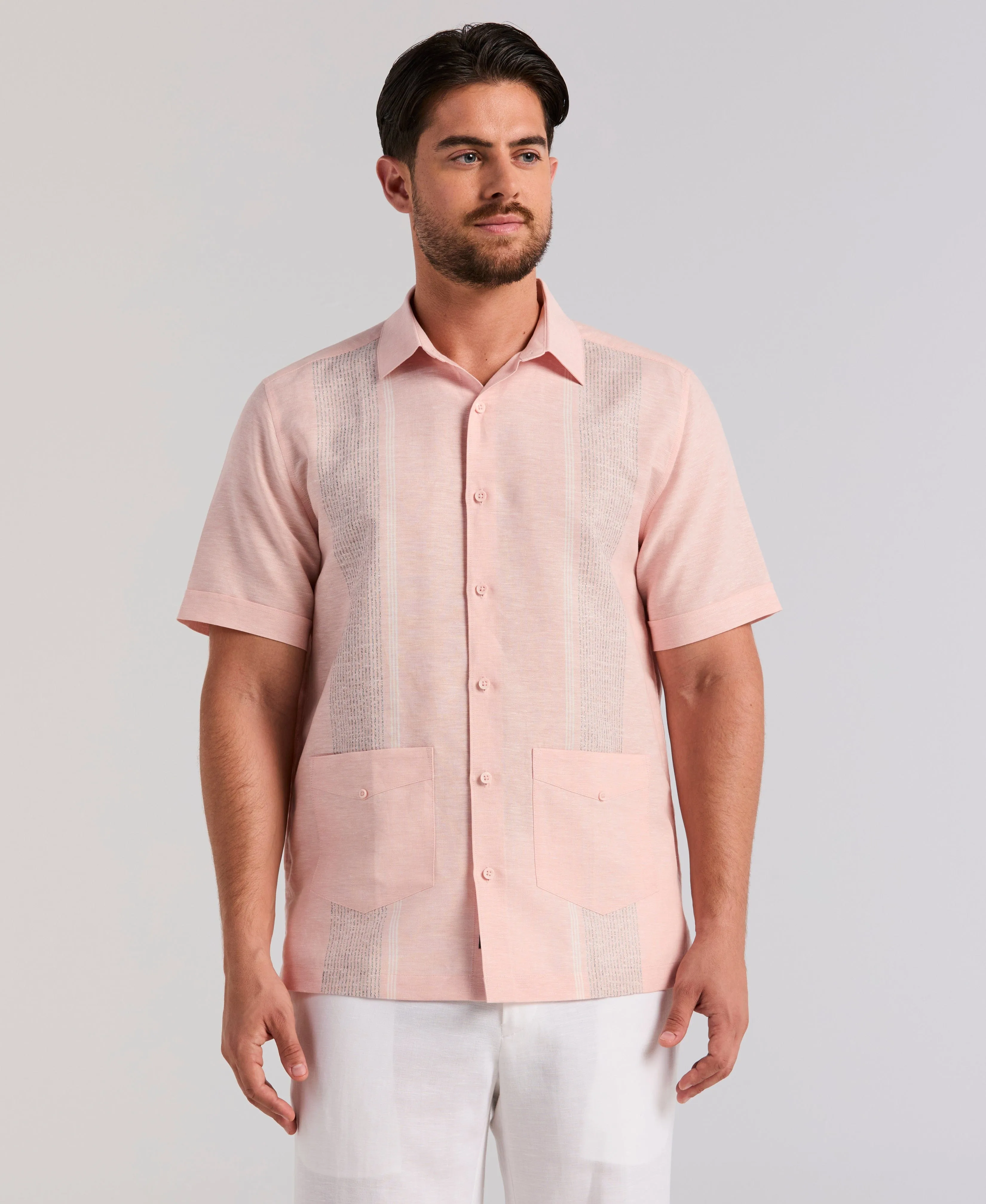 Linen Blend 2-Pocket Guayabera Shirt sold by Cubavera
