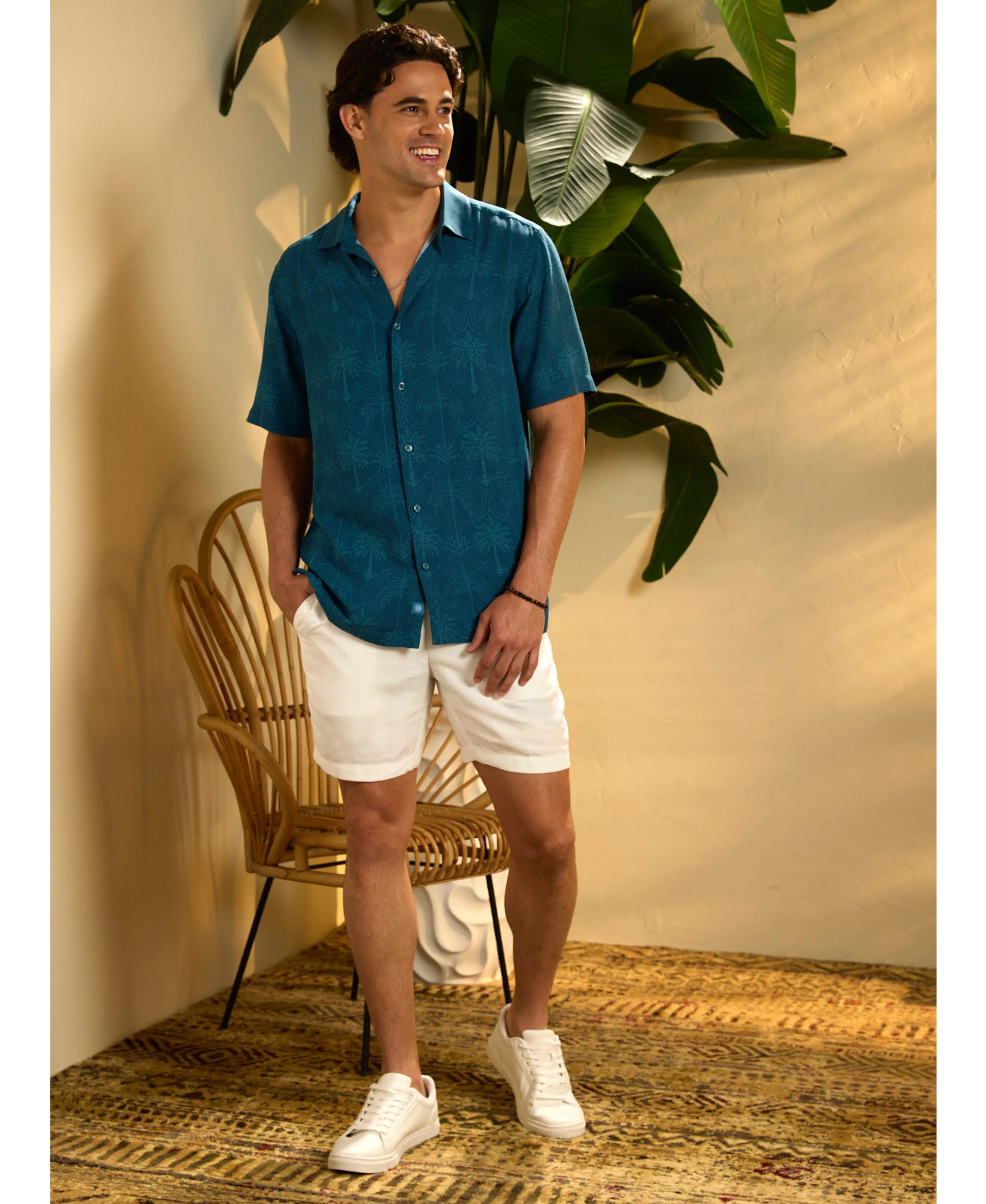 Medallion Palm Print Shirt sold by Cubavera product image thumbnail 2