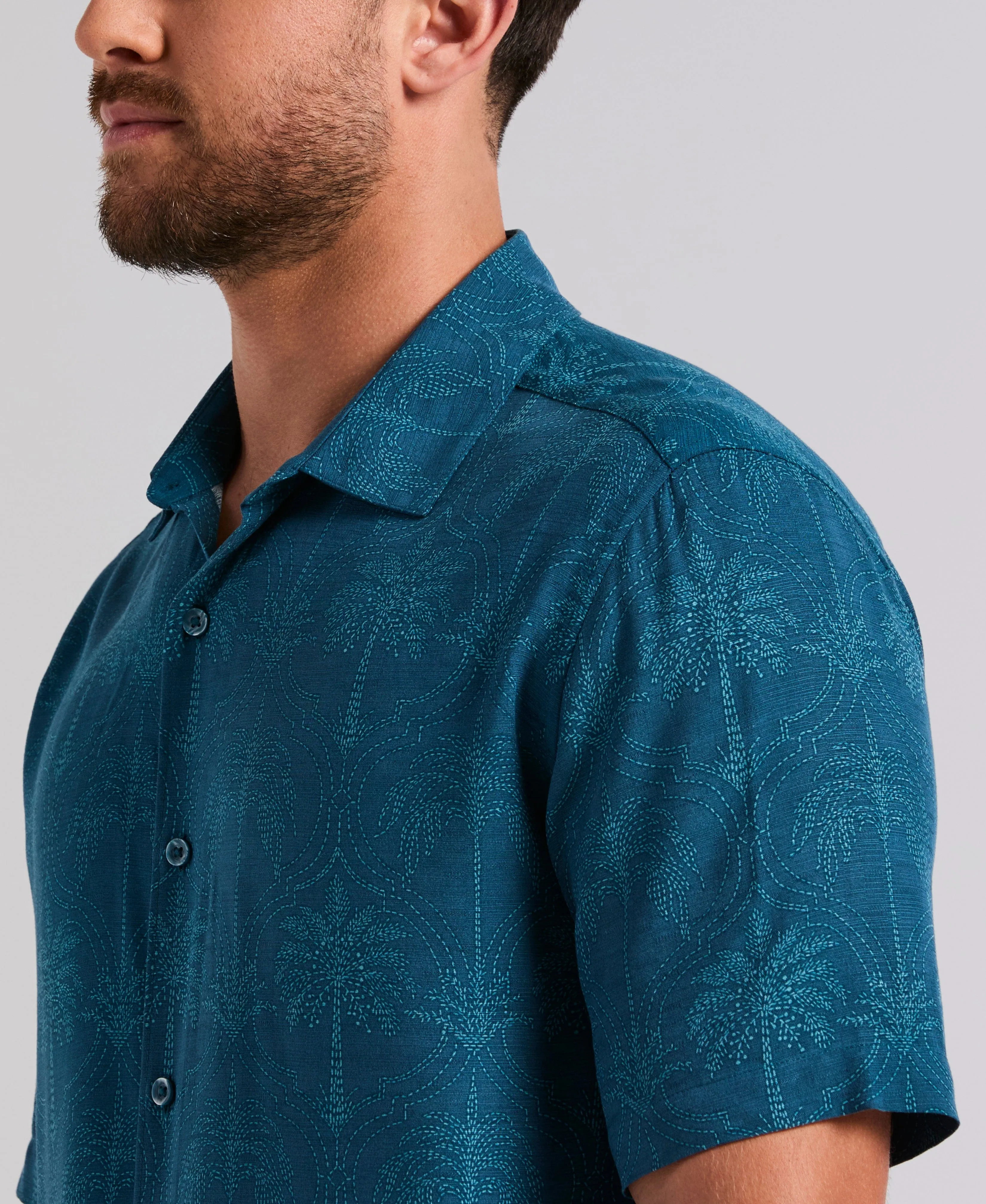 Medallion Palm Print Shirt sold by Cubavera product image thumbnail 5