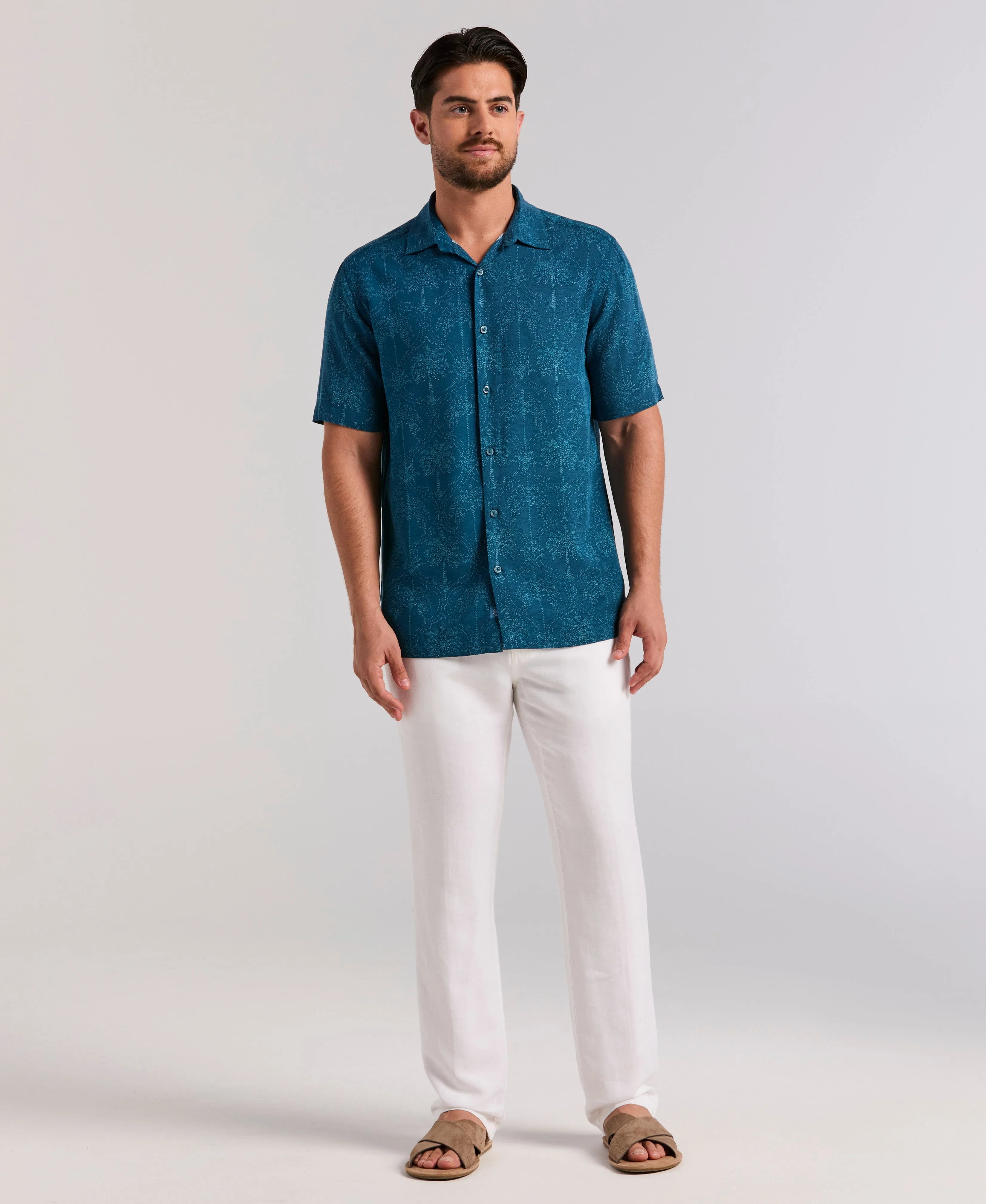 Medallion Palm Print Shirt sold by Cubavera product image thumbnail 4