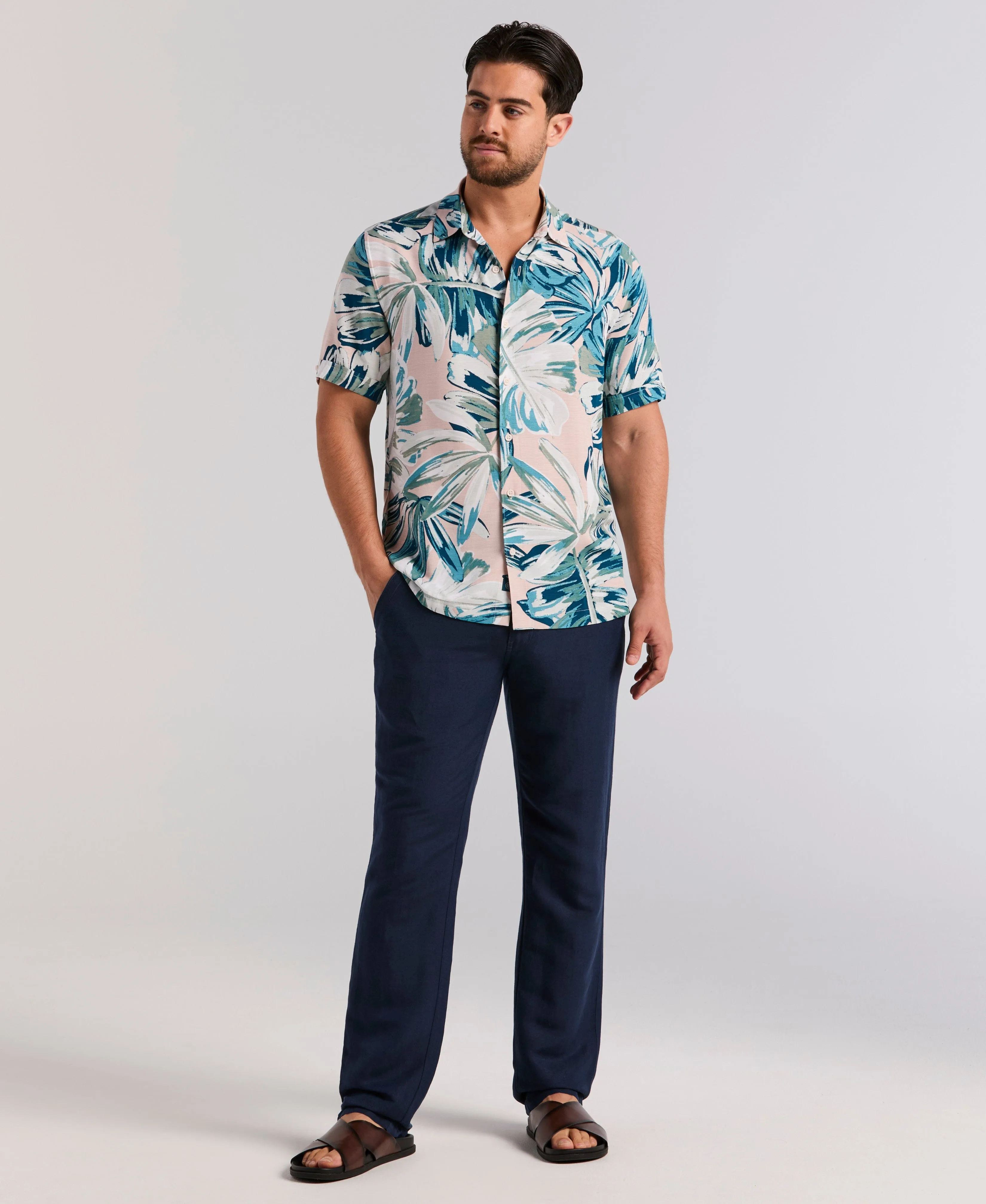 Oversized Leaf Print Shirt sold by Cubavera product image thumbnail 4