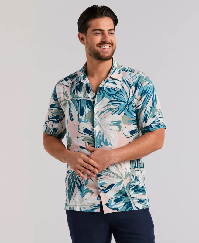 Oversized Leaf Print Shirt sold by Cubavera