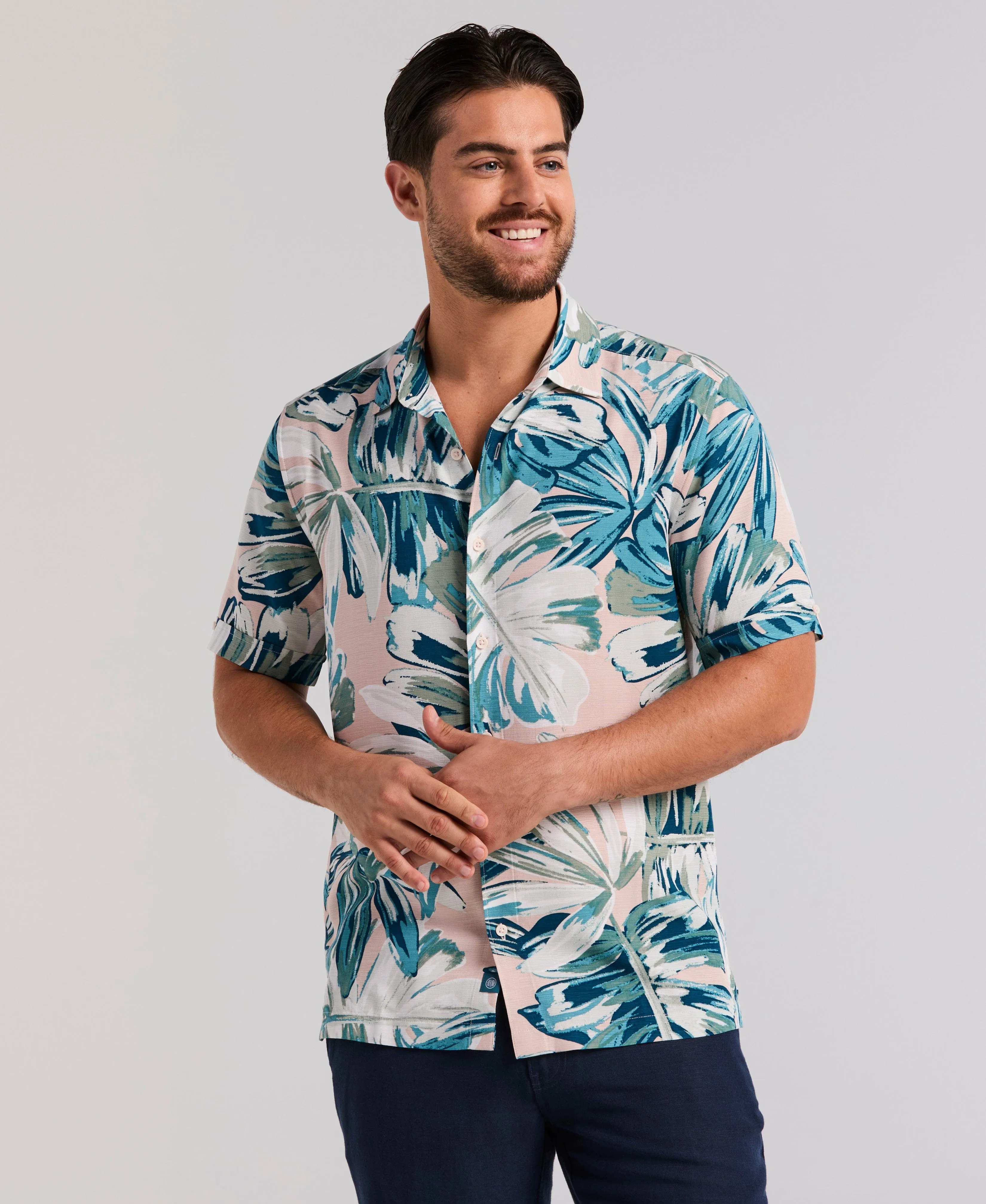 Oversized Leaf Print Shirt sold by Cubavera