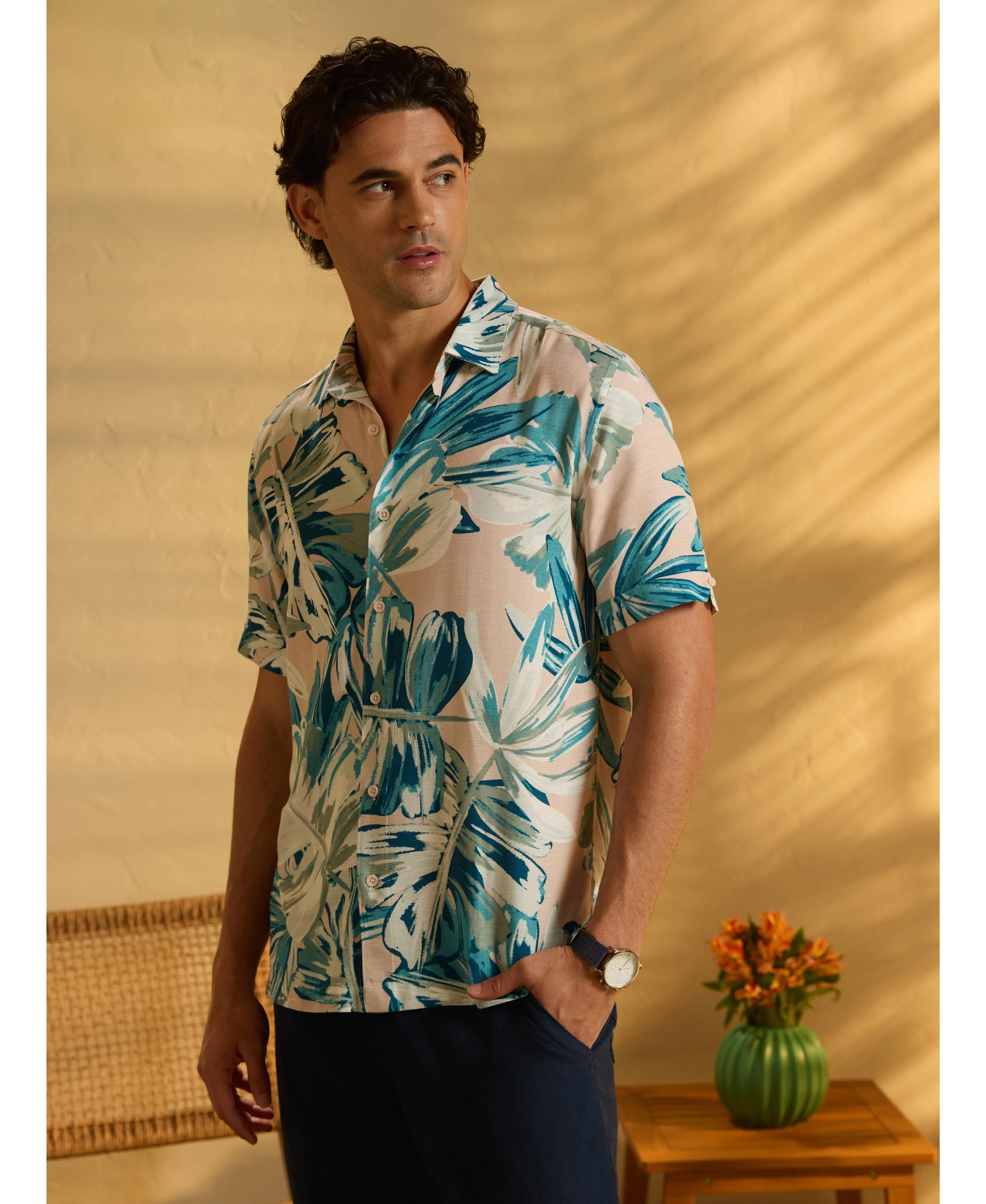 Oversized Leaf Print Shirt sold by Cubavera product image thumbnail 2