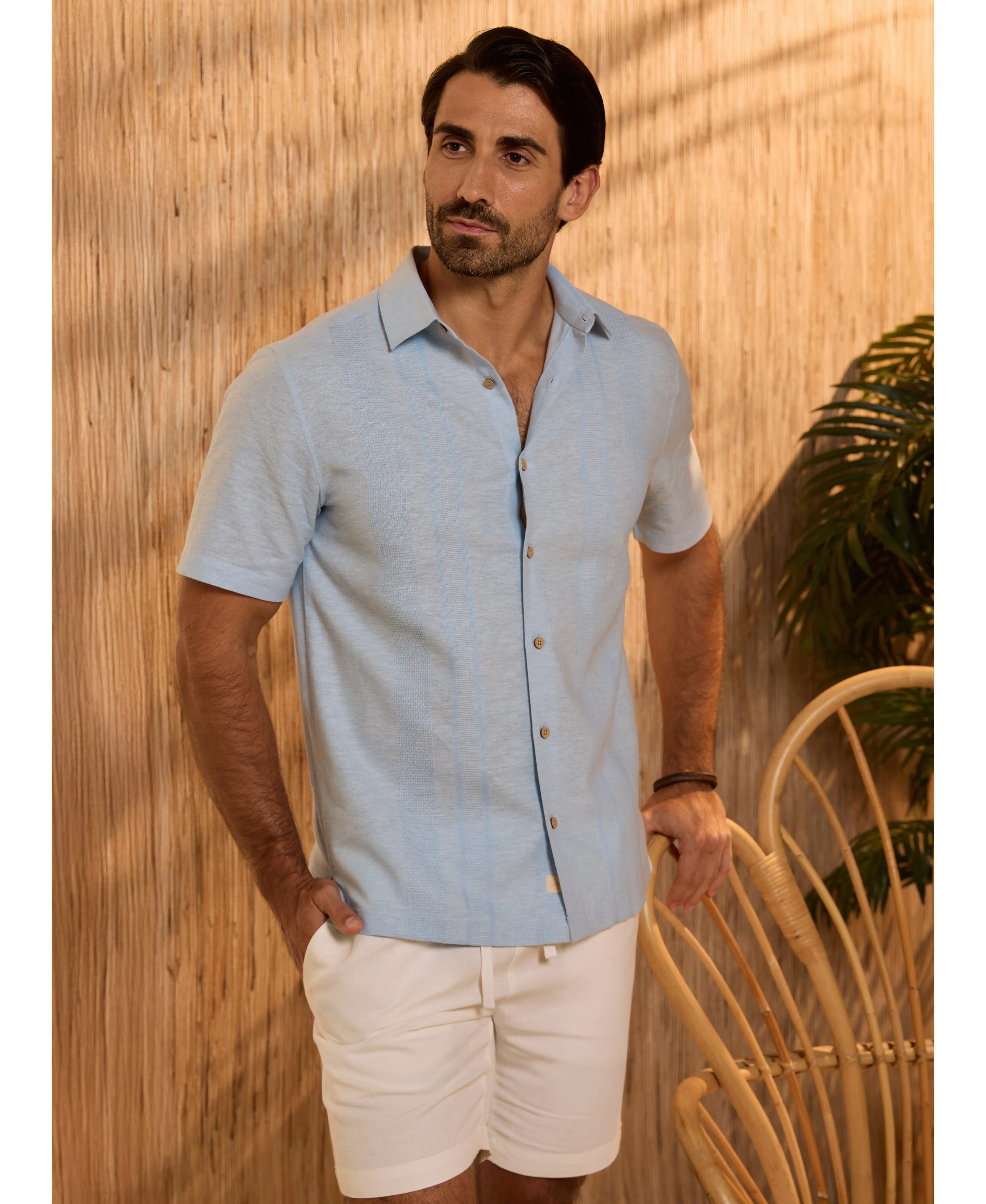 Linen Blend Slub Texture Panel Shirt sold by Cubavera product image thumbnail 2