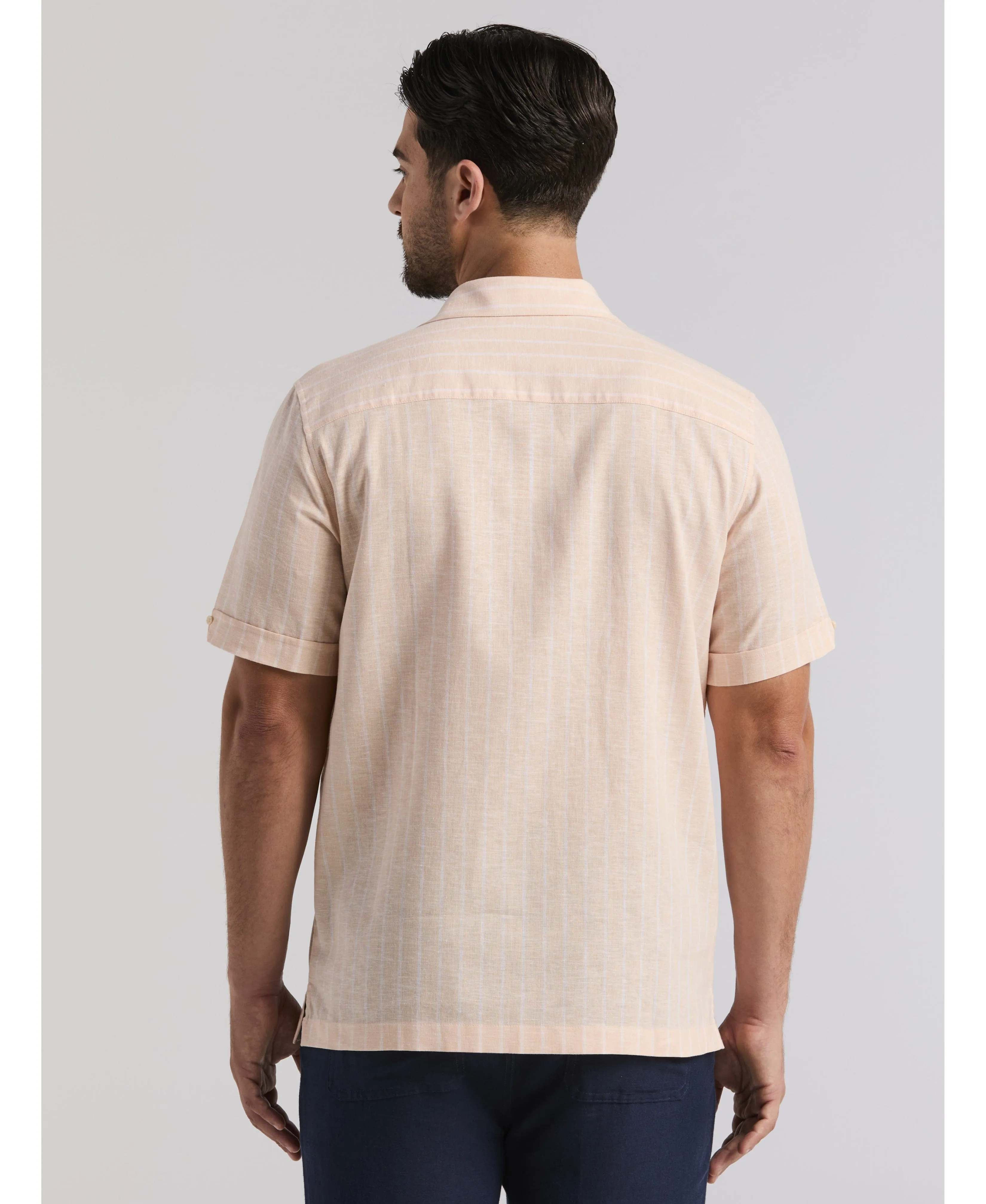 Linen Blend Engineered Stripe Shirt sold by Cubavera product image thumbnail 3