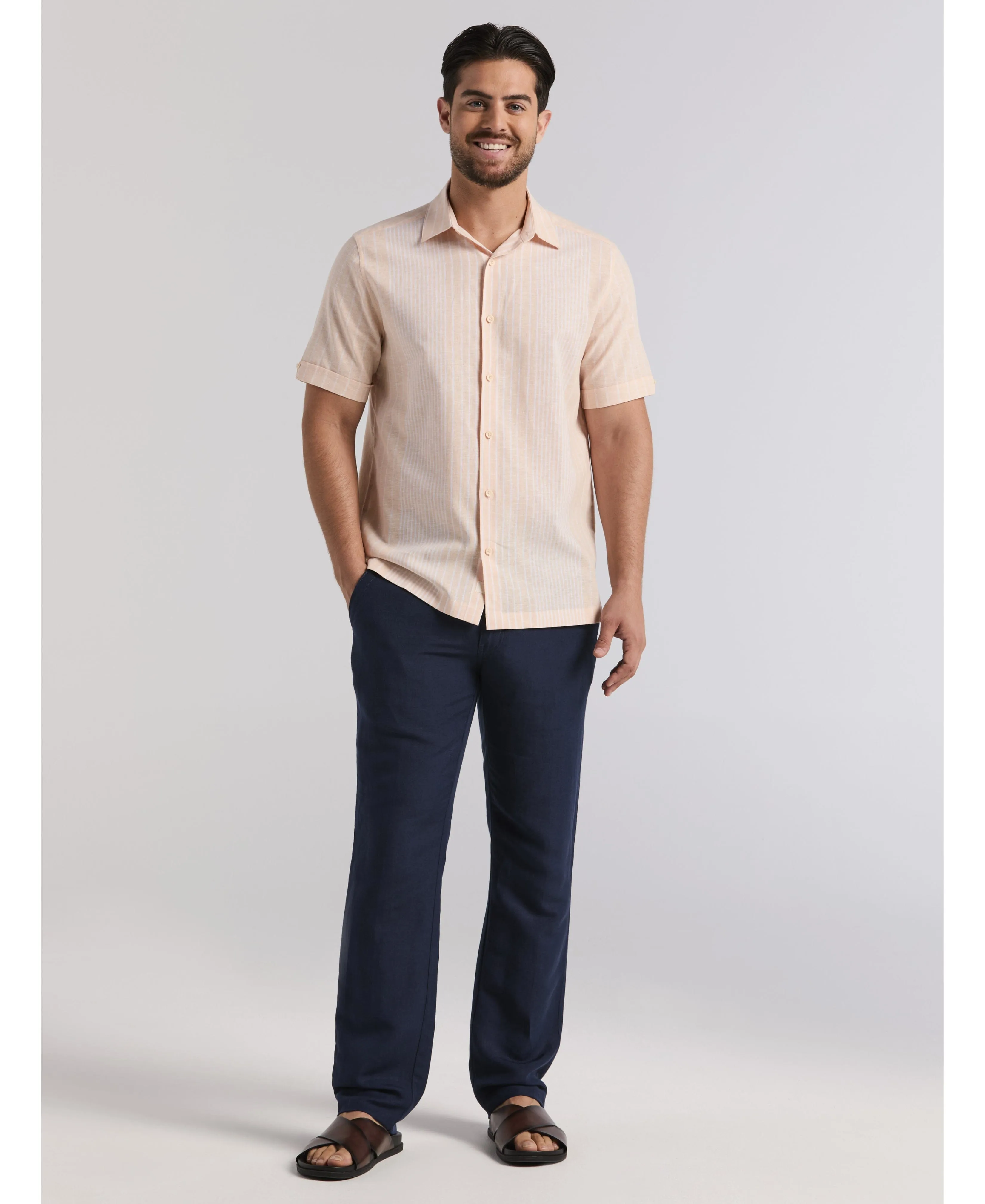 Linen Blend Engineered Stripe Shirt sold by Cubavera product image thumbnail 4