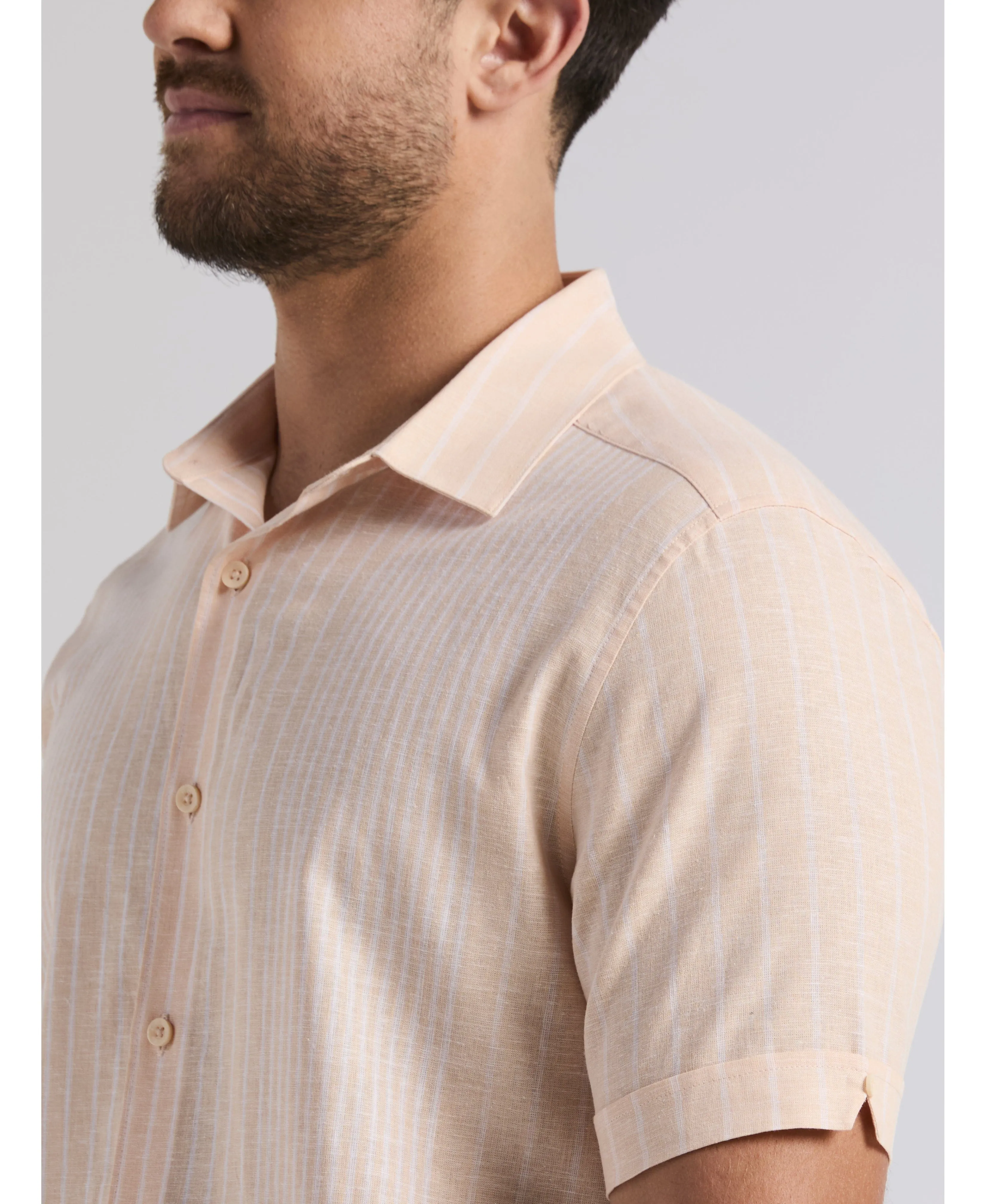 Linen Blend Engineered Stripe Shirt sold by Cubavera product image thumbnail 5