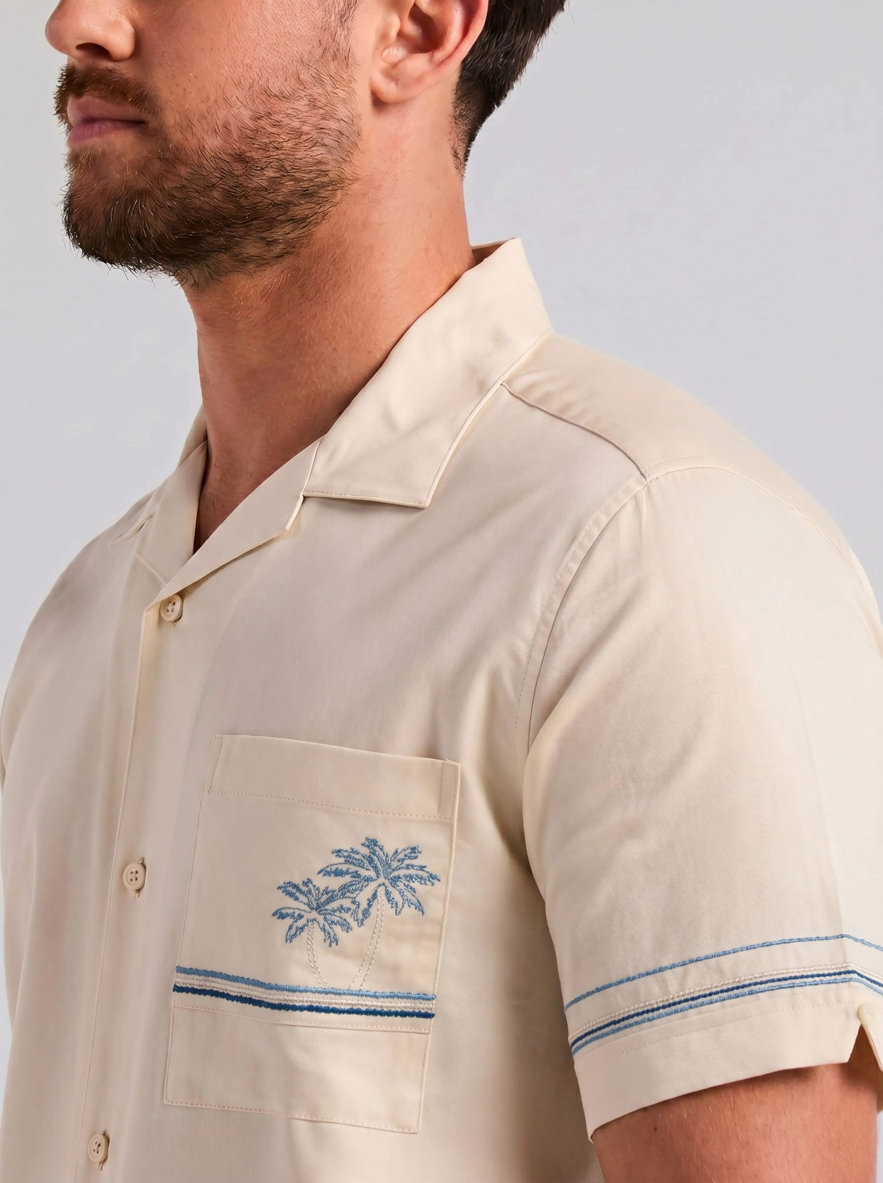 Palm & Border Embroidery Shirt sold by Cubavera product image thumbnail 3