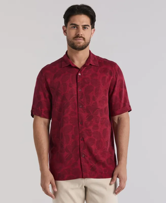 Textured Tonal Floral Print Shirt made by Cubavera