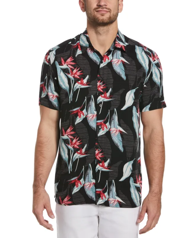 Big & Tall Floral Print Textured Tropical Shirt sold by Cubavera