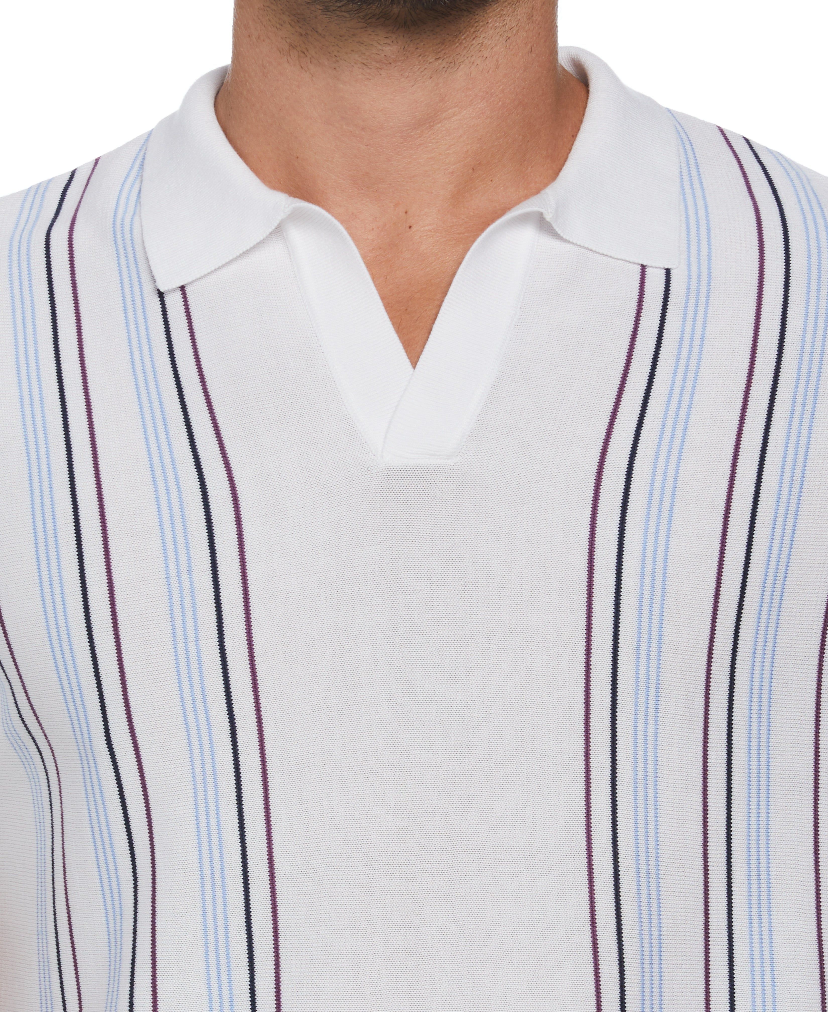 Striped Johnny Collar Polo Sweater sold by Cubavera product image thumbnail 3