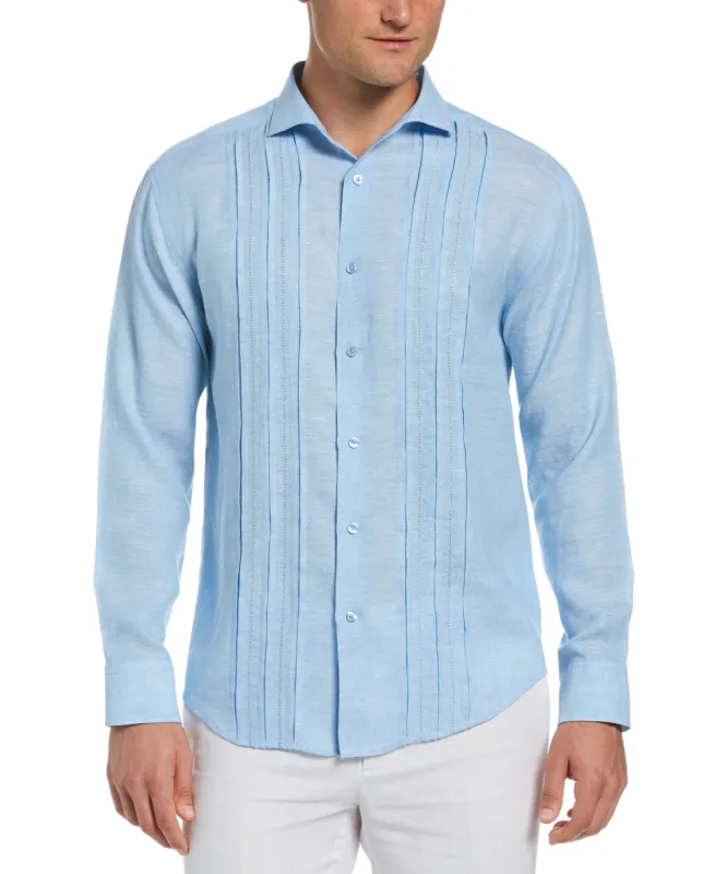 Linen Triple Tuck Embroidered Shirt sold by Cubavera