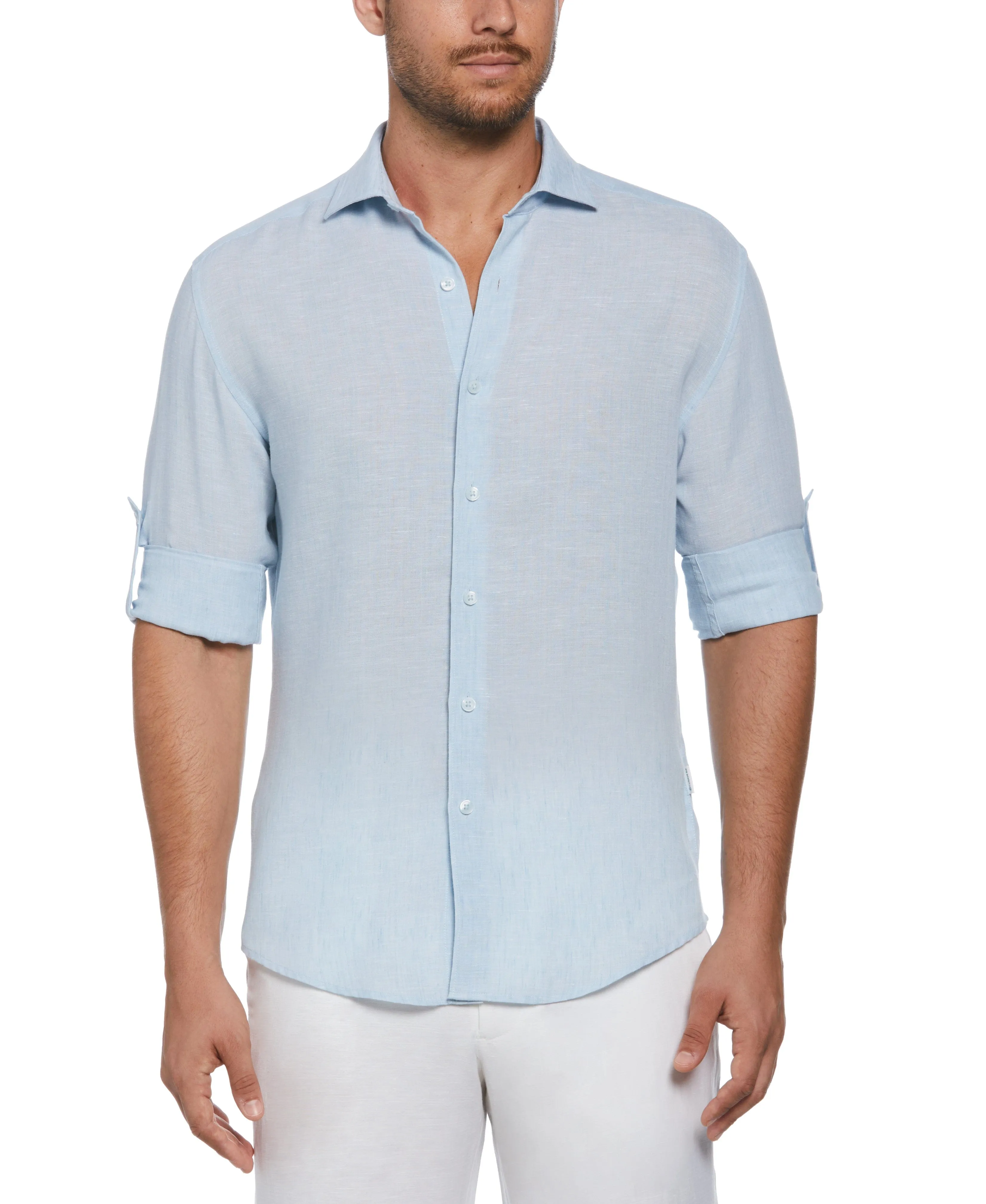 Travelselect™ Linen-Blend Rolled Sleeve Shirt sold by Cubavera product image thumbnail 3
