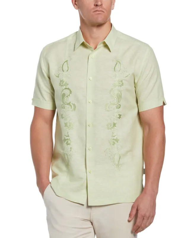 Big & Tall Paisley Embroidered Panel Linen-Blend Shirt sold by Cubavera