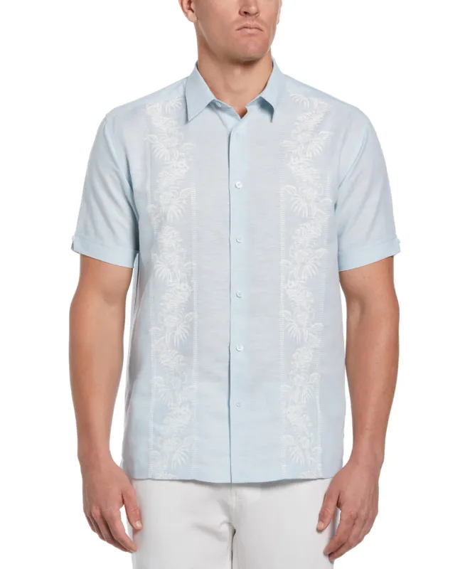 Linen Blend Tropical Embroidered Panel Shirt sold by Cubavera