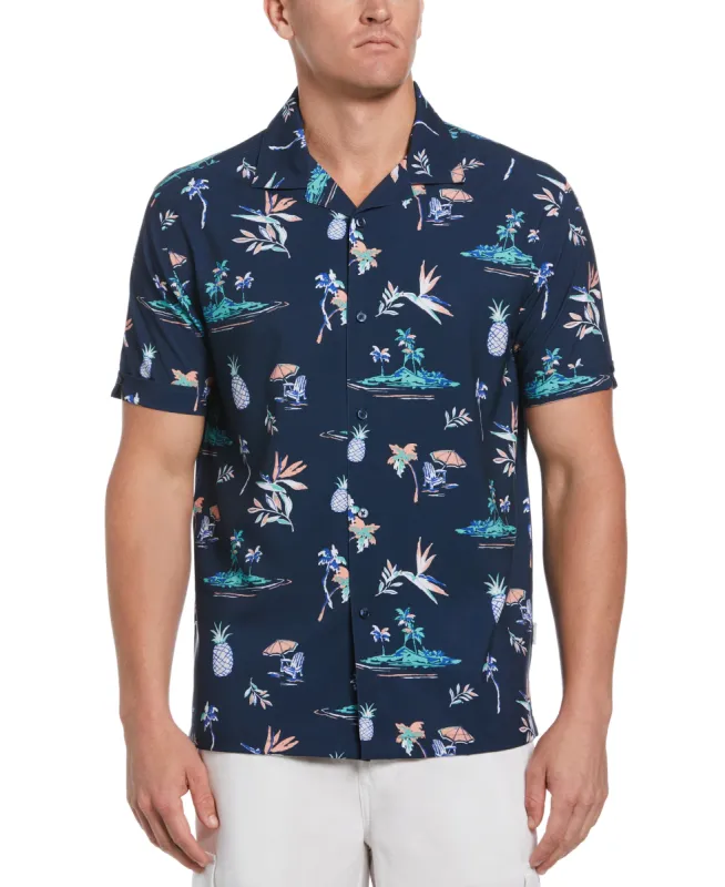 Big & Tall Tropical Print Camp Collar Stretch Shirt sold by Cubavera