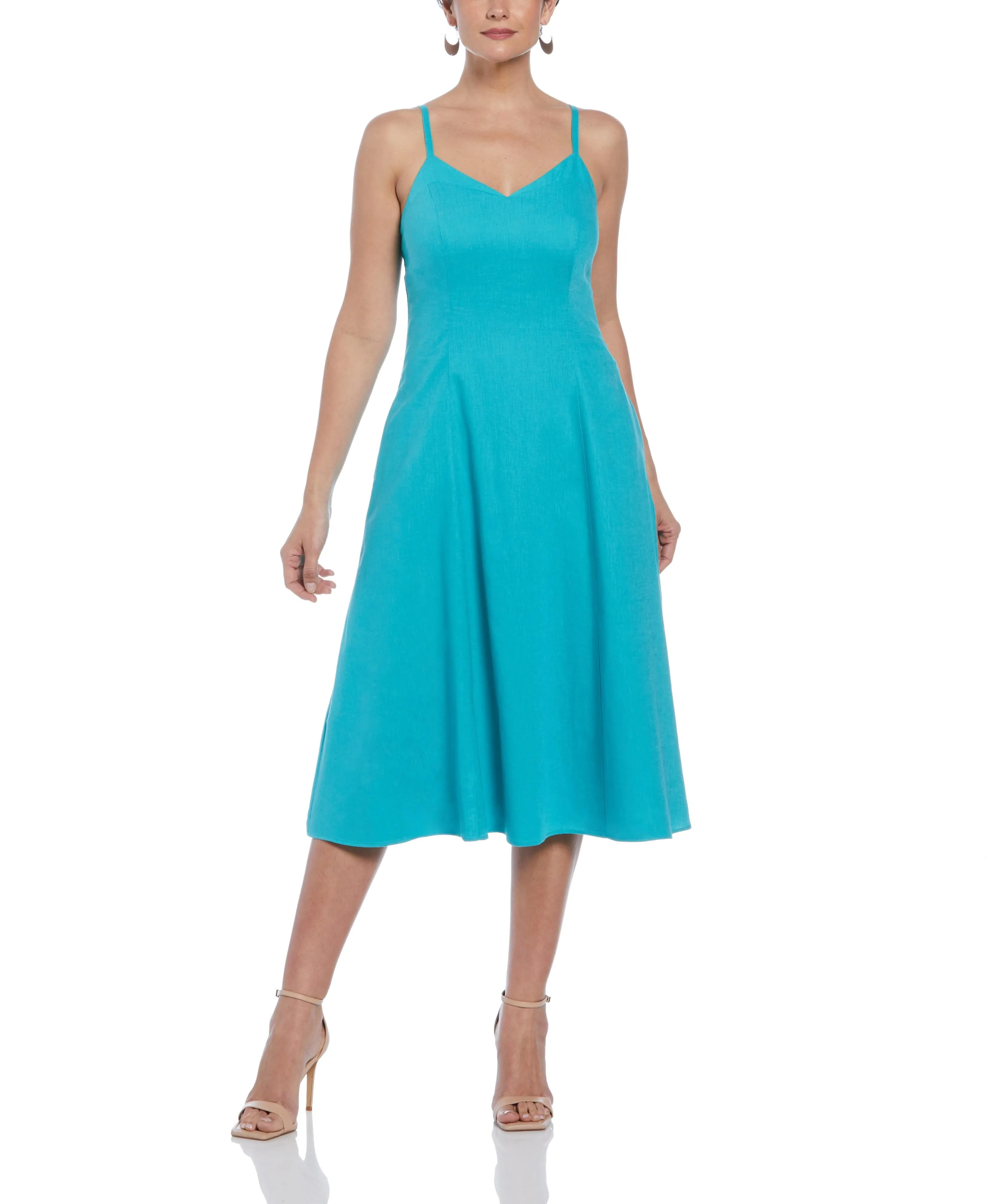 Linen Blend Thin Strap Midi Dress sold by Cubavera