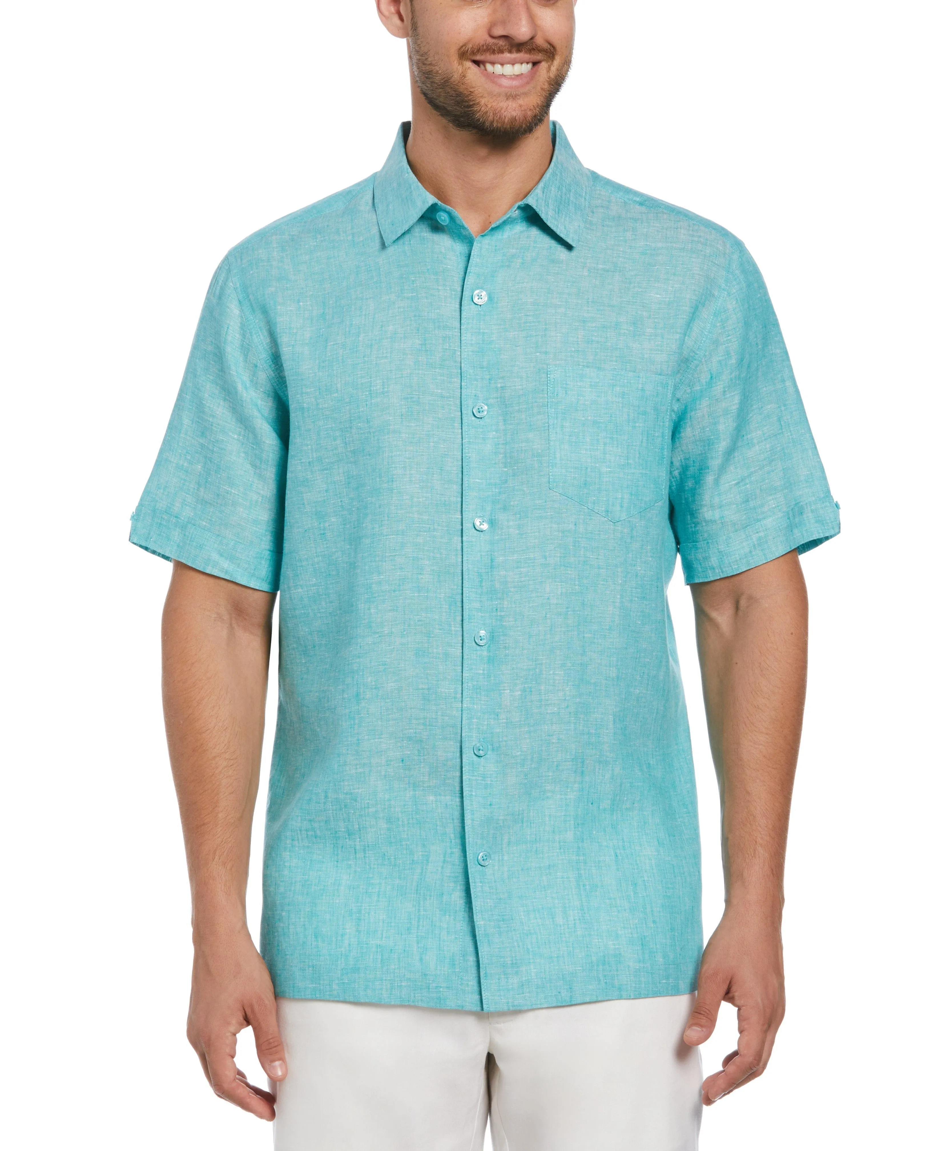 Classic Two-Tone Linen Shirt sold by Cubavera