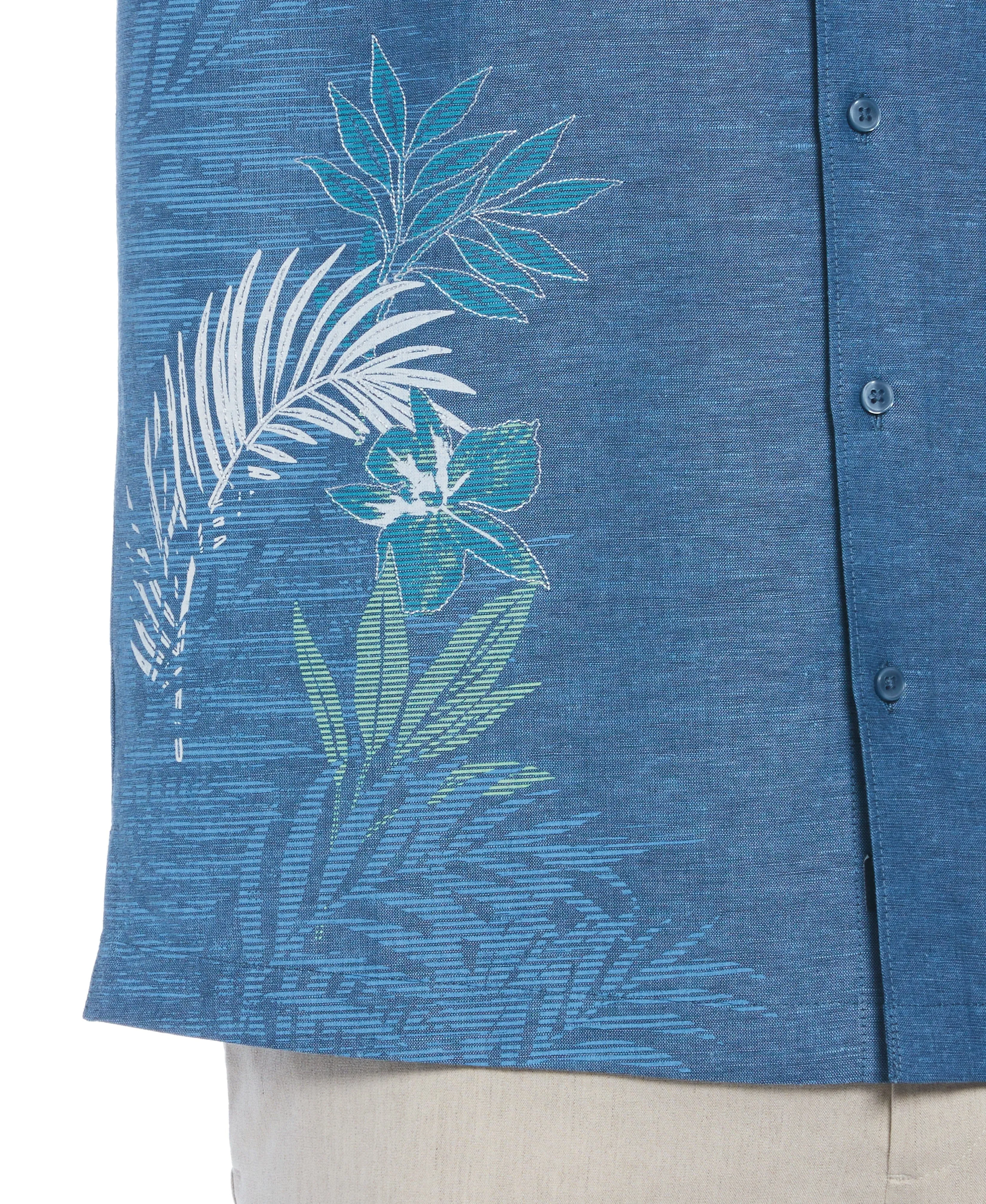 Linen Blend Asymmetrical Tropical Leaf Print Shirt sold by Cubavera product image thumbnail 4