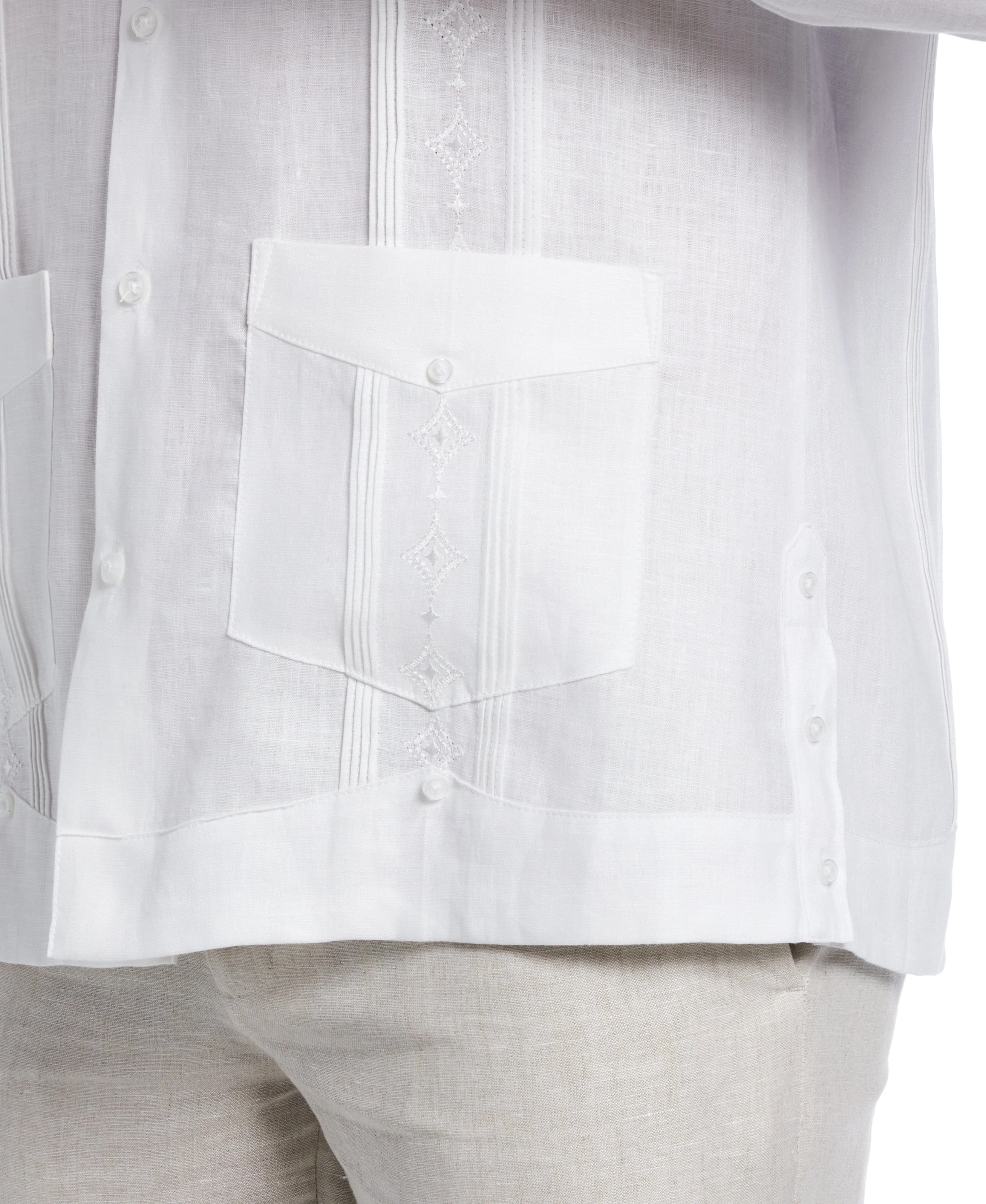 Linen Embroidered French Cuff Guayabera Shirt sold by Cubavera product image thumbnail 3